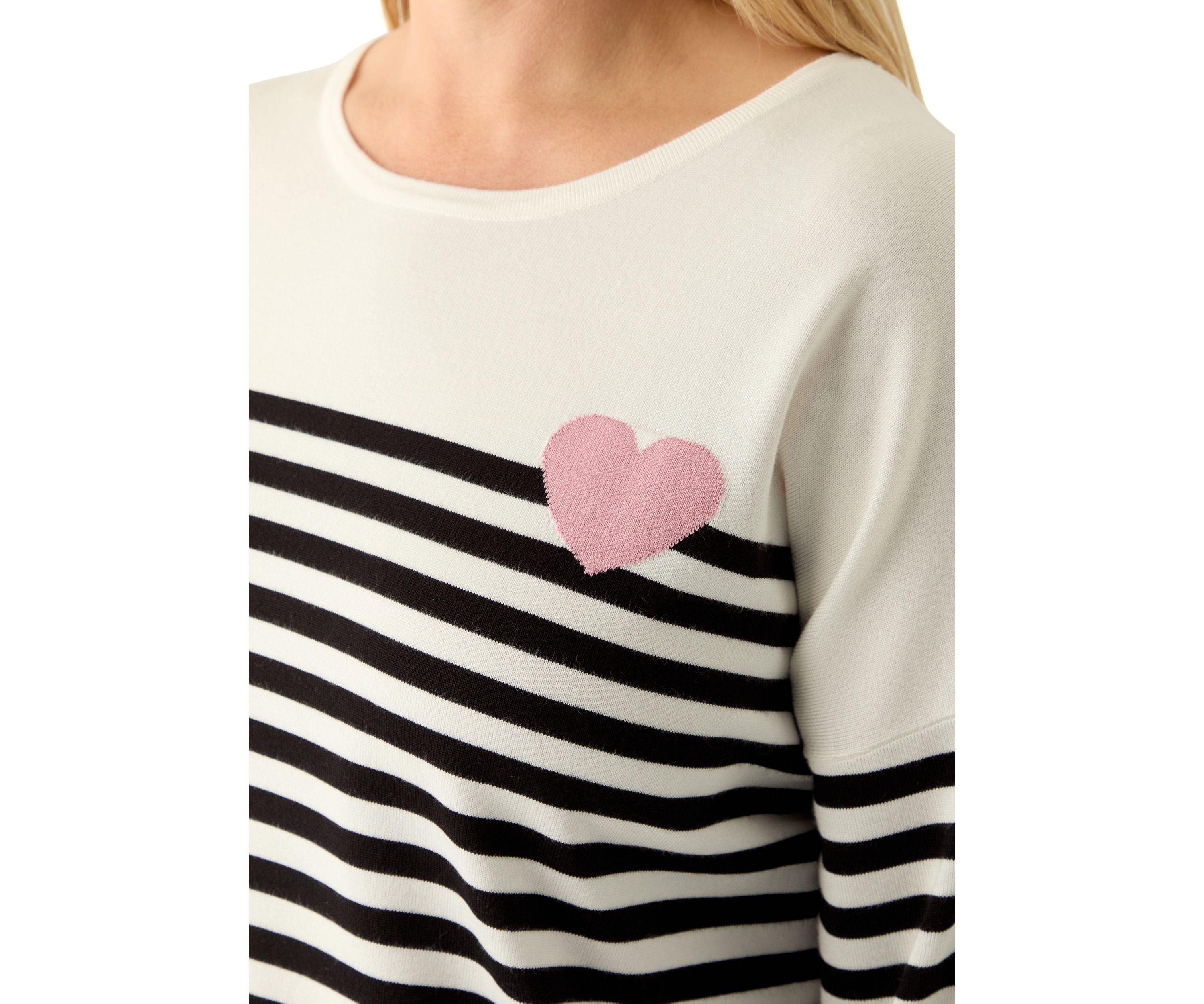 Plus Size Heart Intarsia Stripe Sweater 