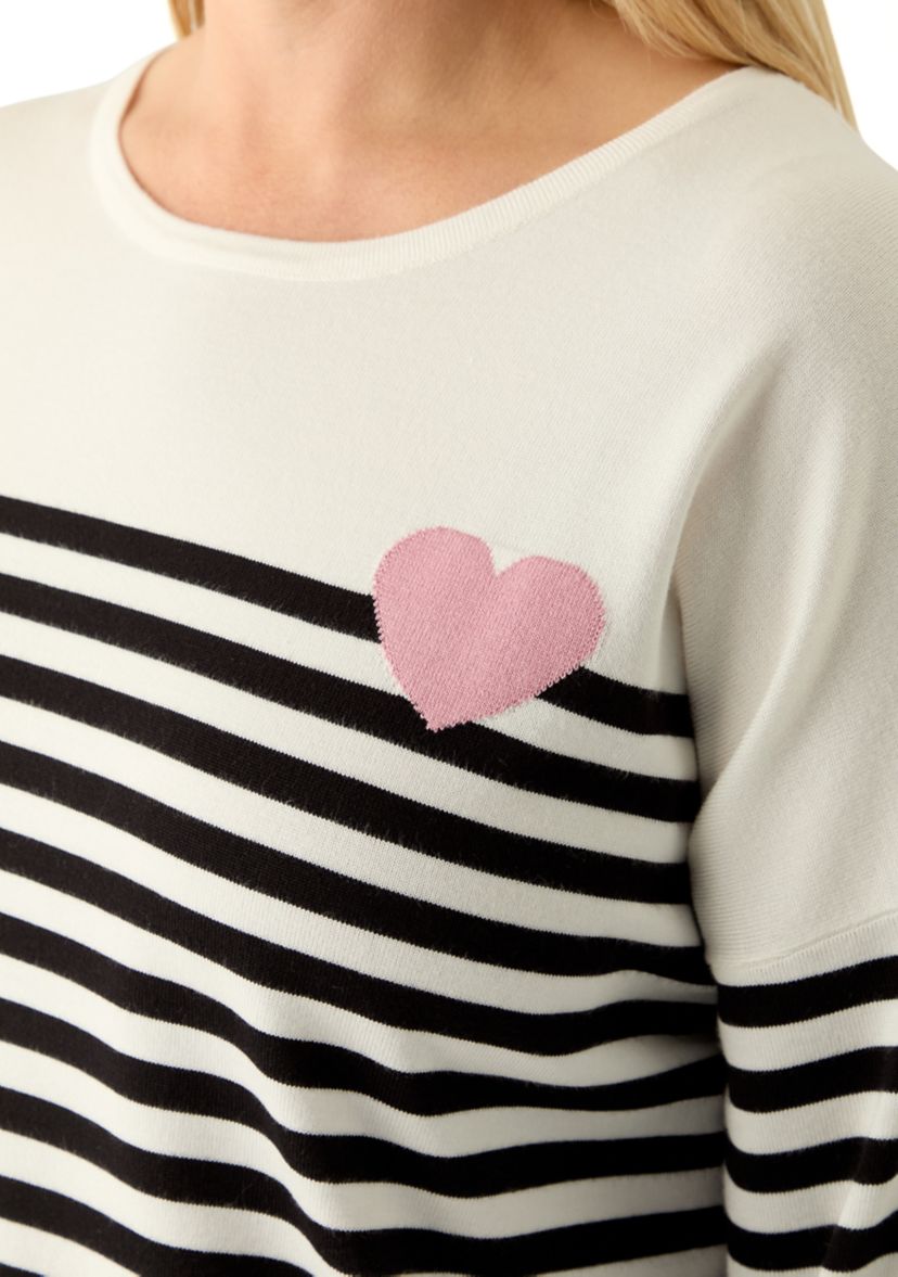 Plus Size Heart Intarsia Stripe Sweater 