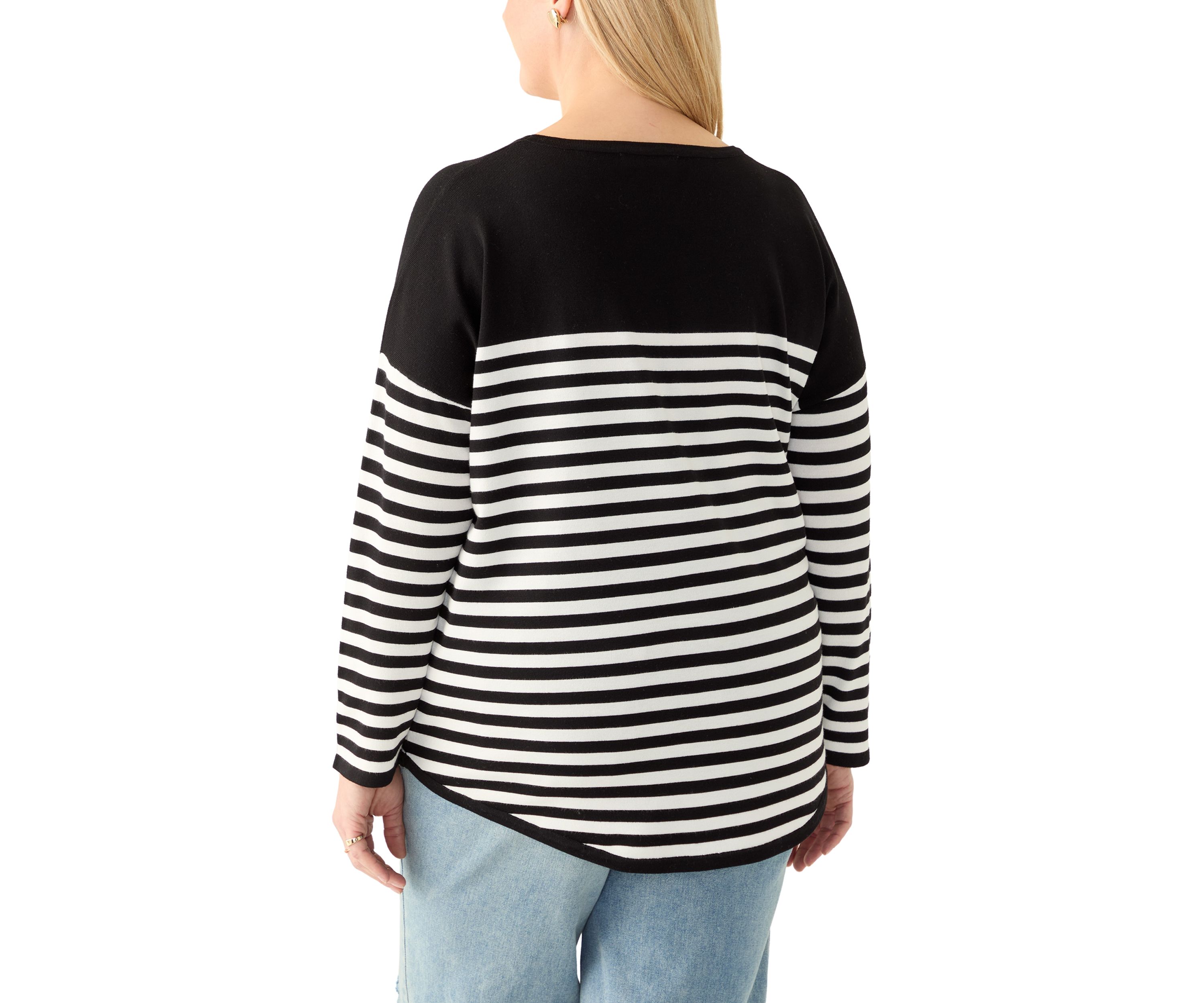Plus Size Heart Intarsia Stripe Sweater