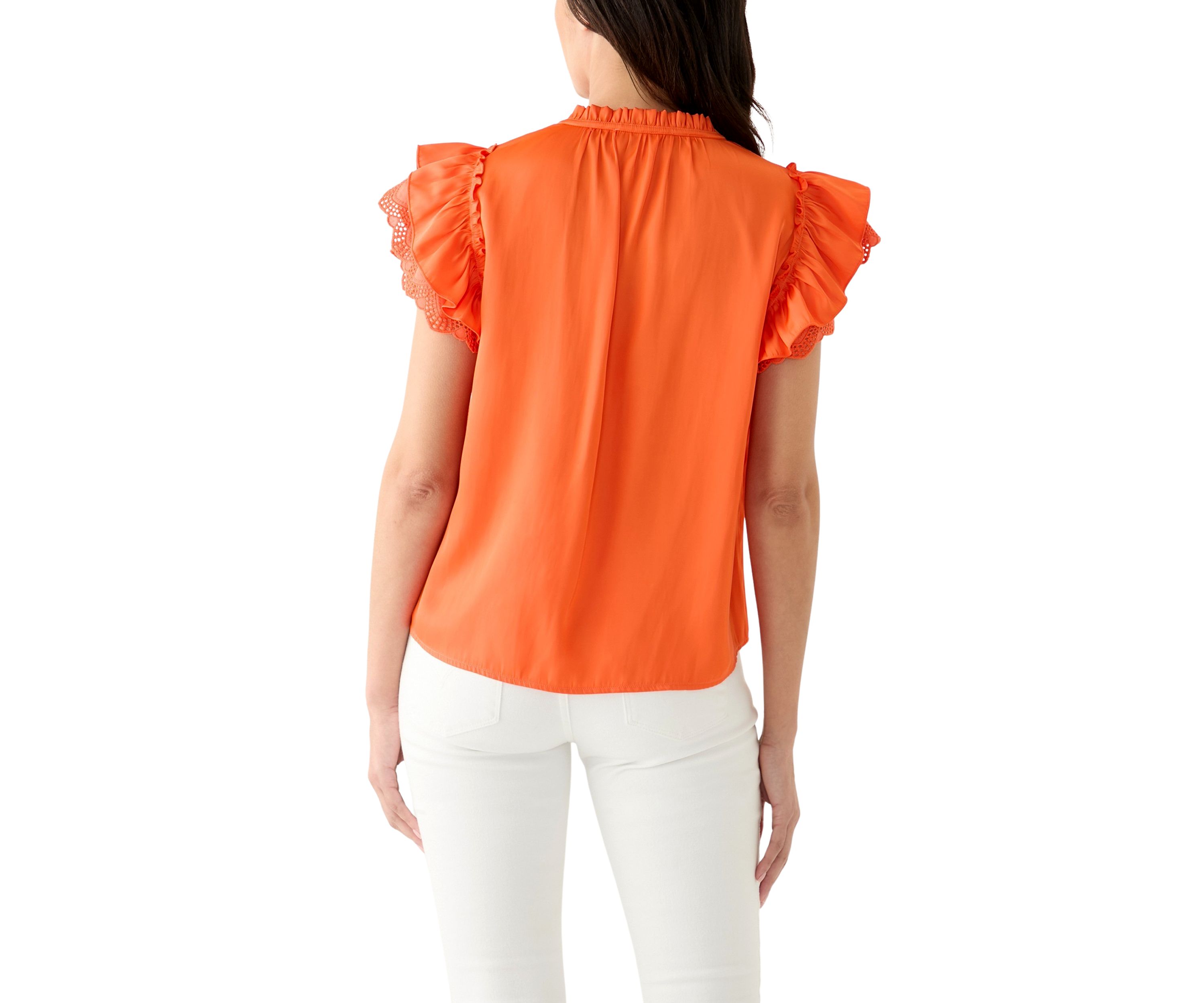 Womens Short Sleeve Airflow Tie Neck Blouse