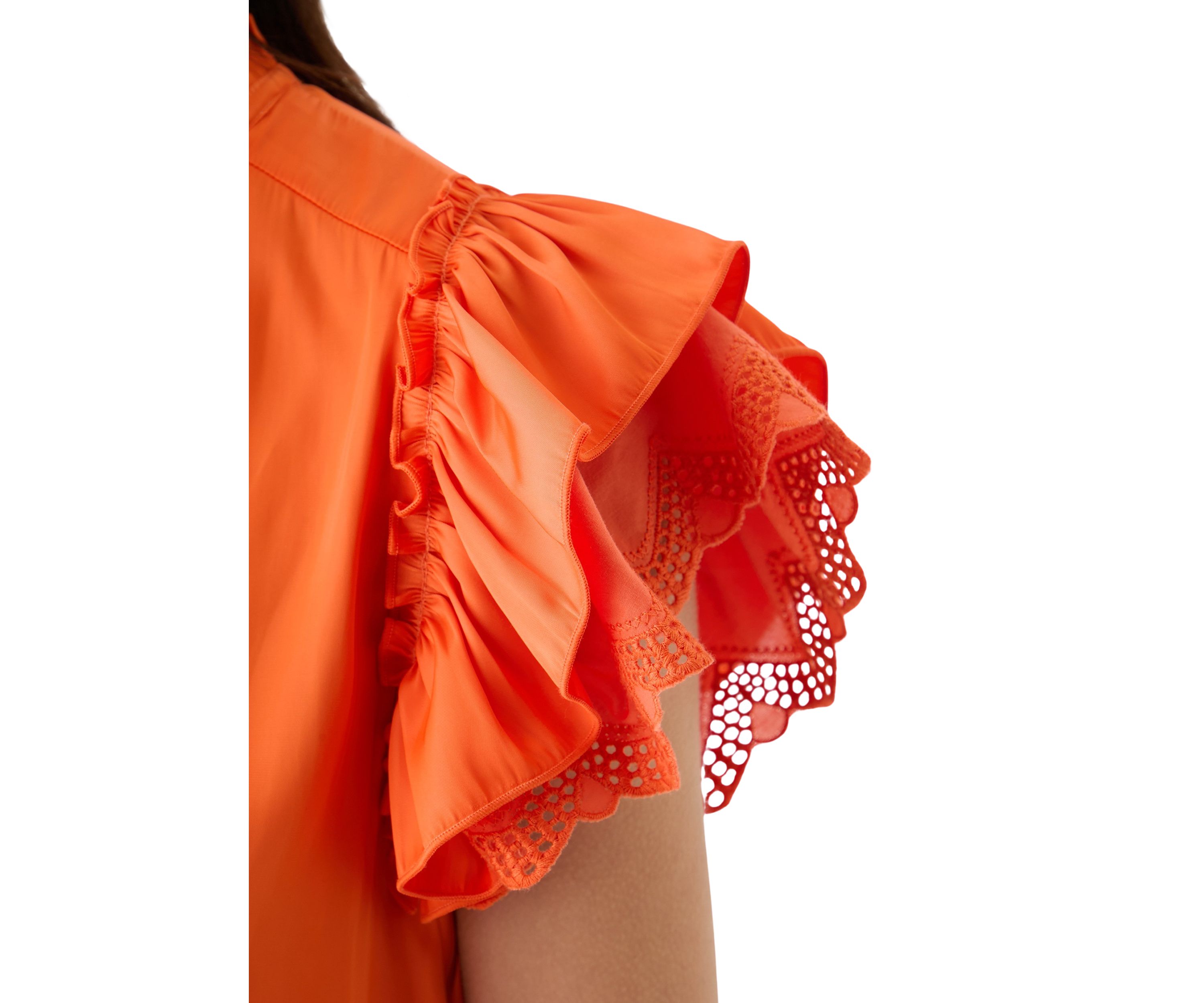 Womens Short Sleeve Airflow Tie Neck Blouse