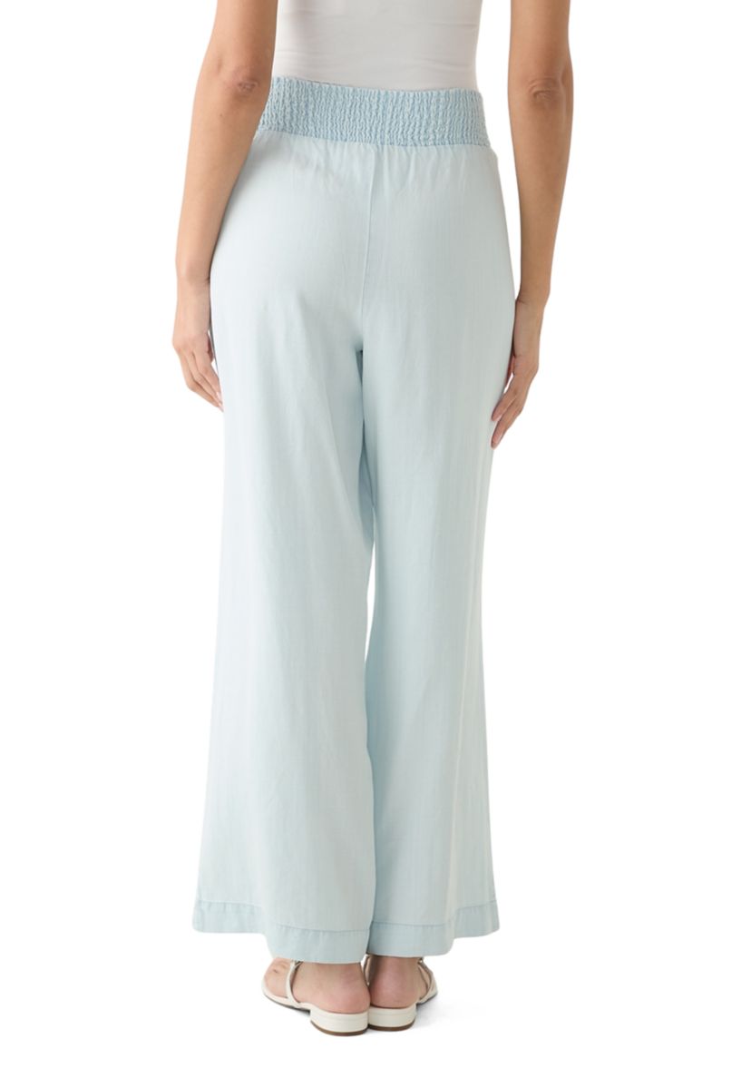 Womens Pull On Smocked Waist Wide Leg Pants