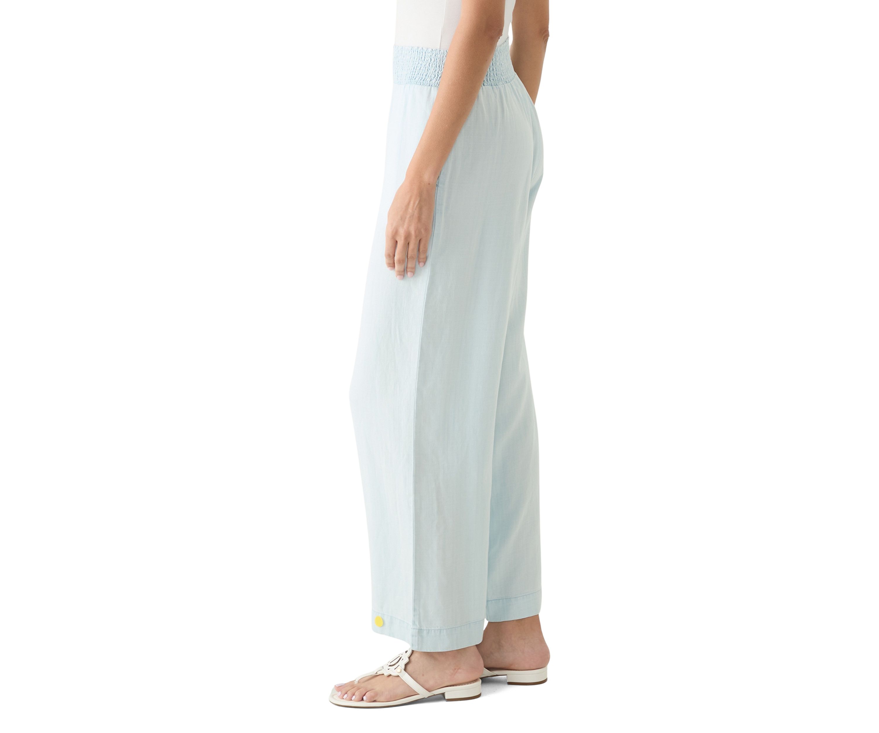 Womens Pull On Smocked Waist Wide Leg Pants