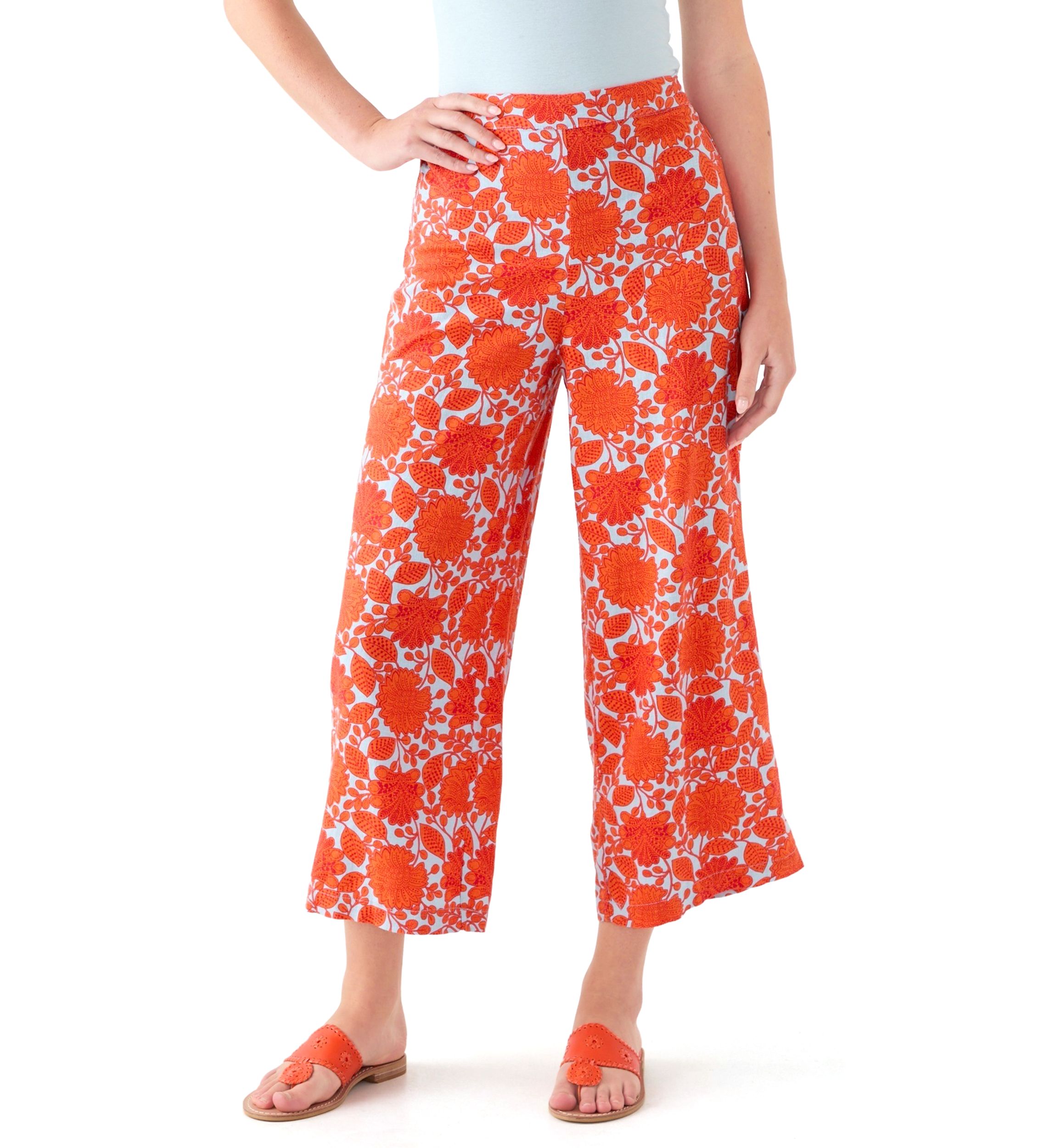 Womens Printed Wide Leg Pants