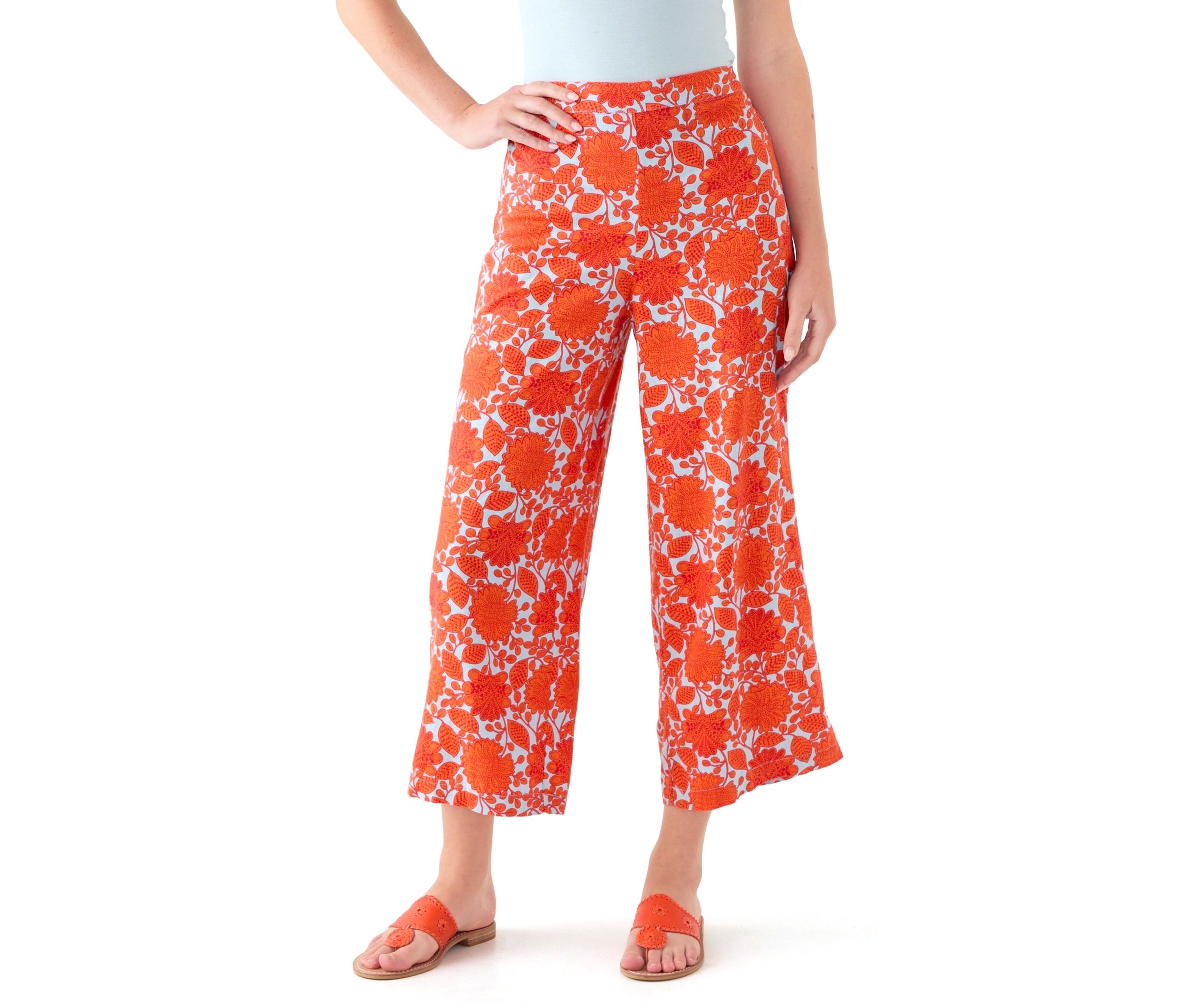 Womens Printed Wide Leg Pants