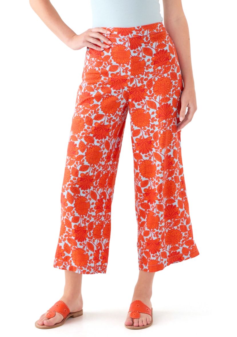 Womens Printed Wide Leg Pants