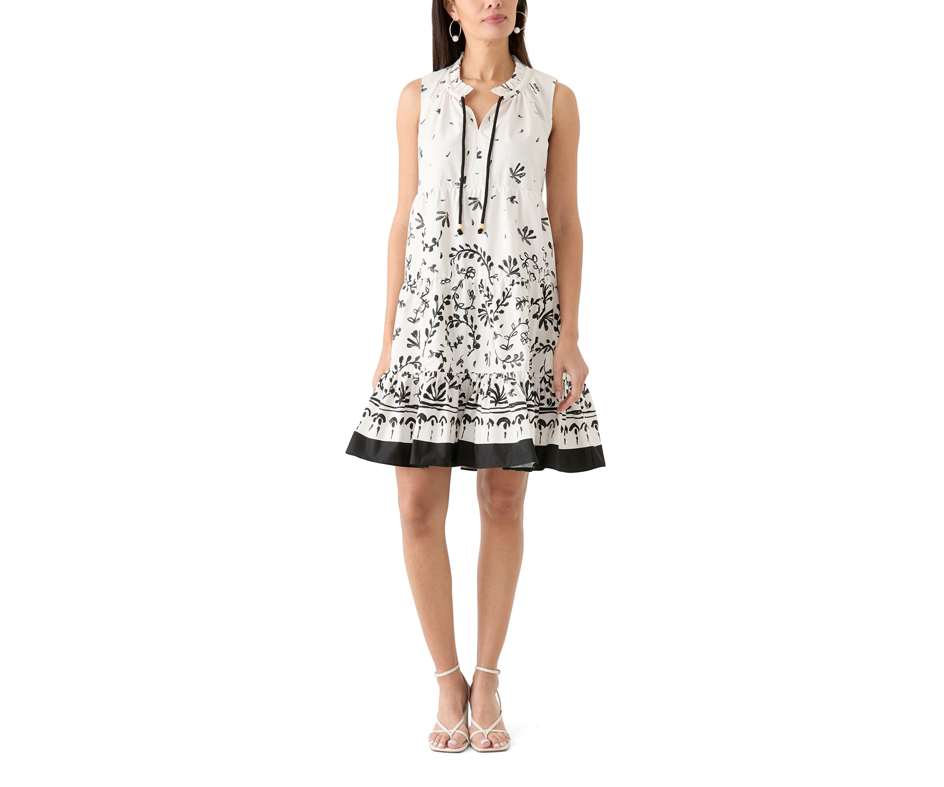 Womens Printed Sleeveless Tiered Dress