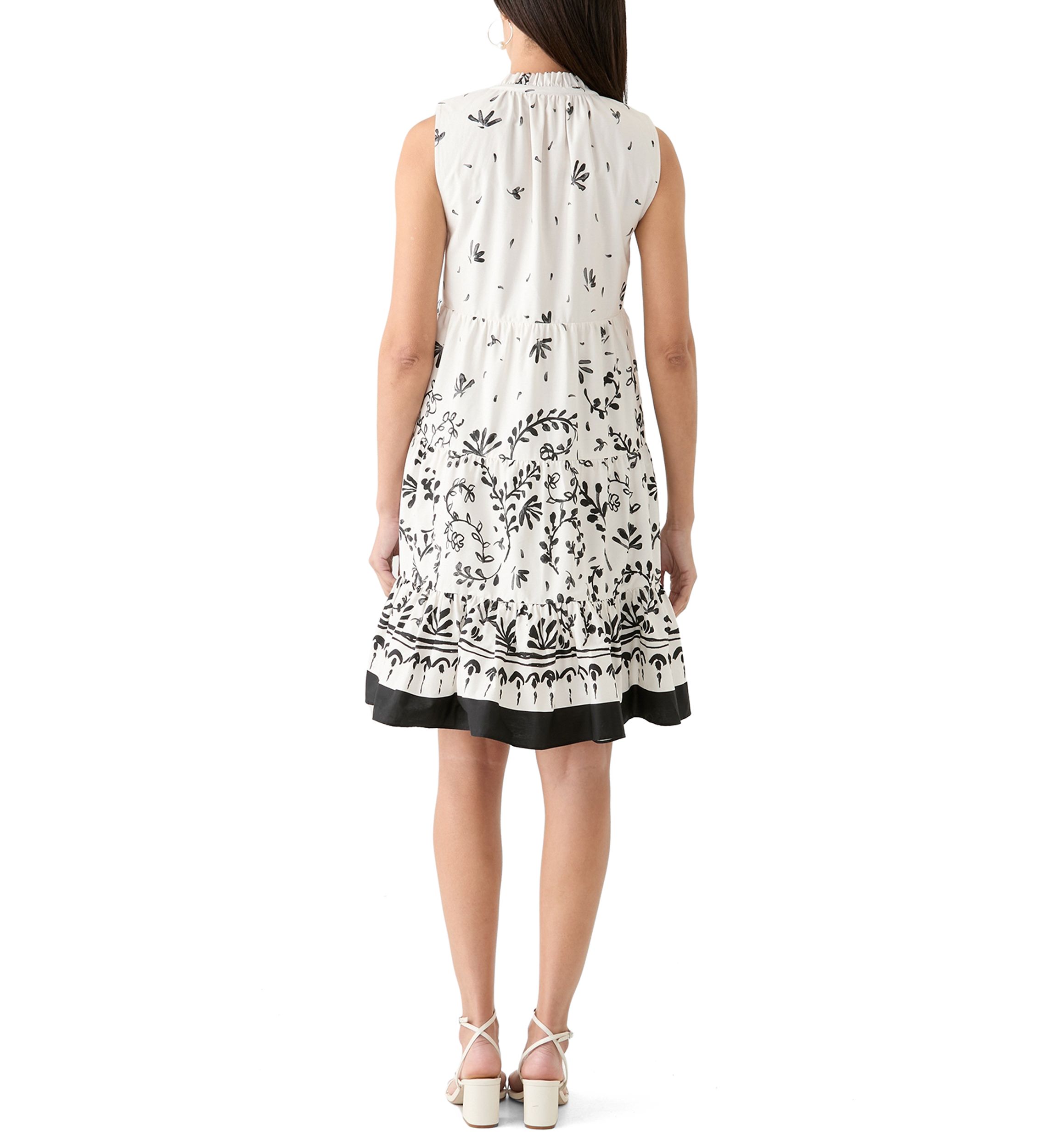 Womens Printed Sleeveless Tiered Dress