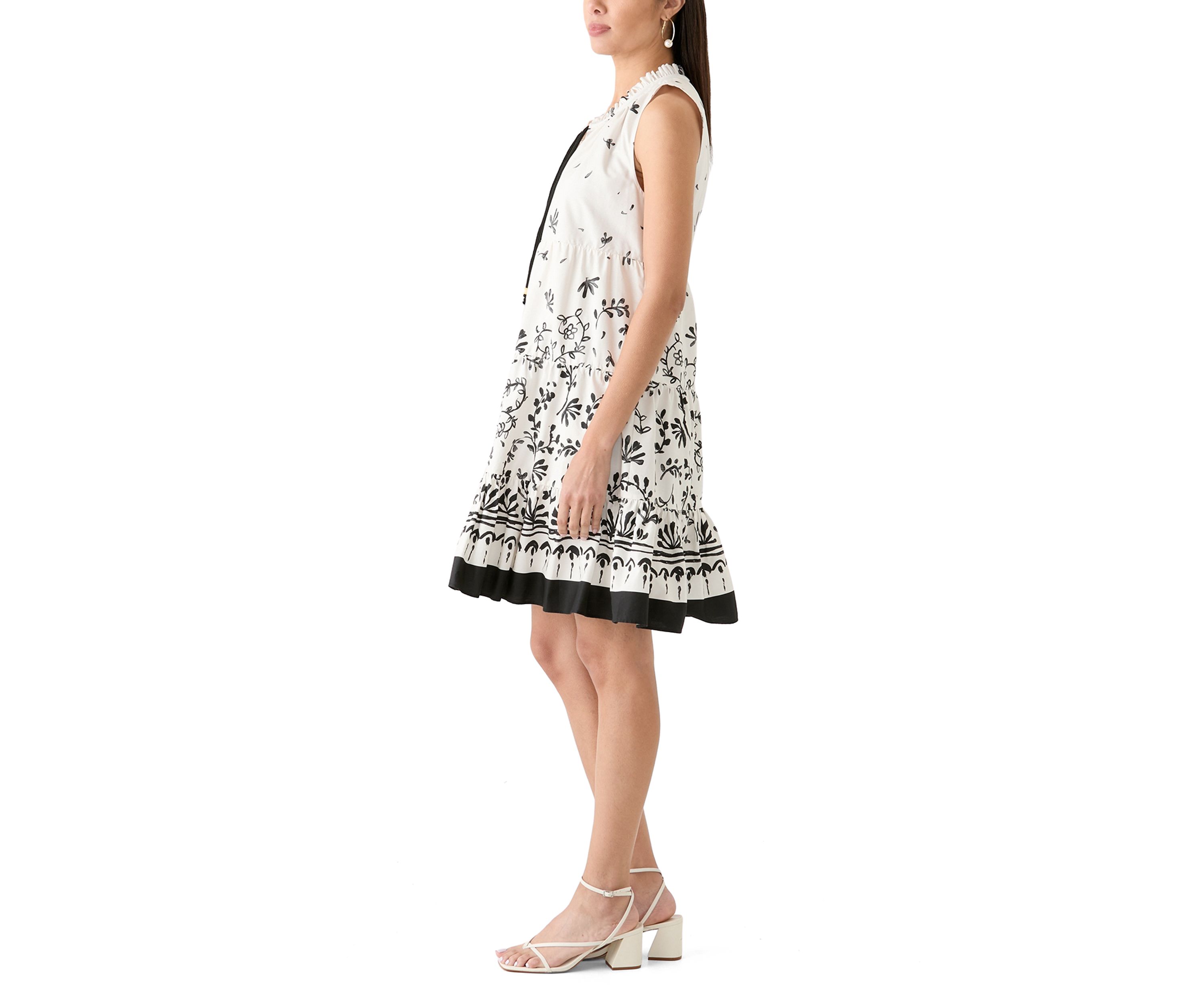 Womens Printed Sleeveless Tiered Dress