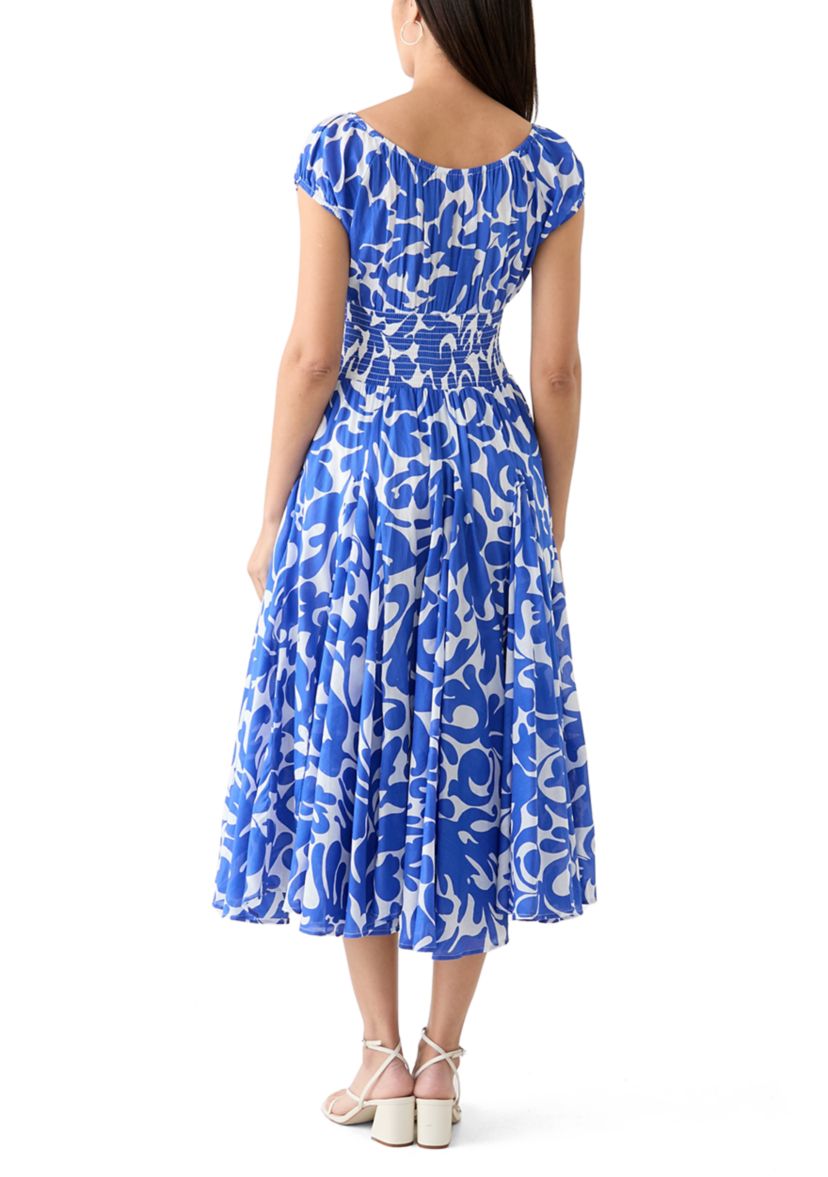 Womens Printed Split Neck Dress
