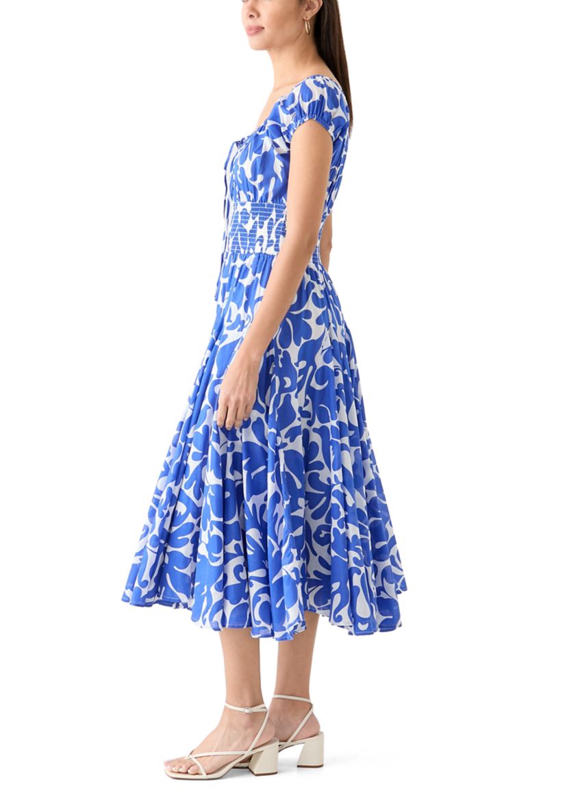 Womens Printed Split Neck Dress