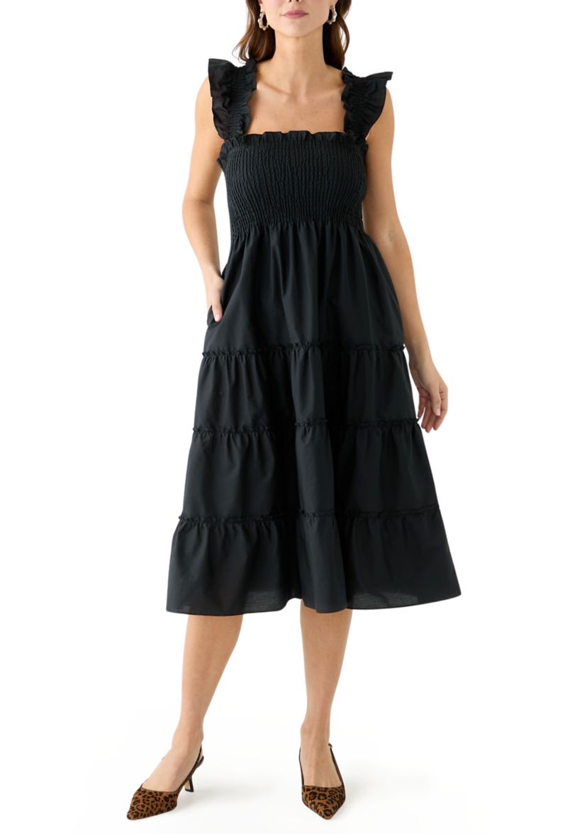 Womens Square Neck Smocked Dress