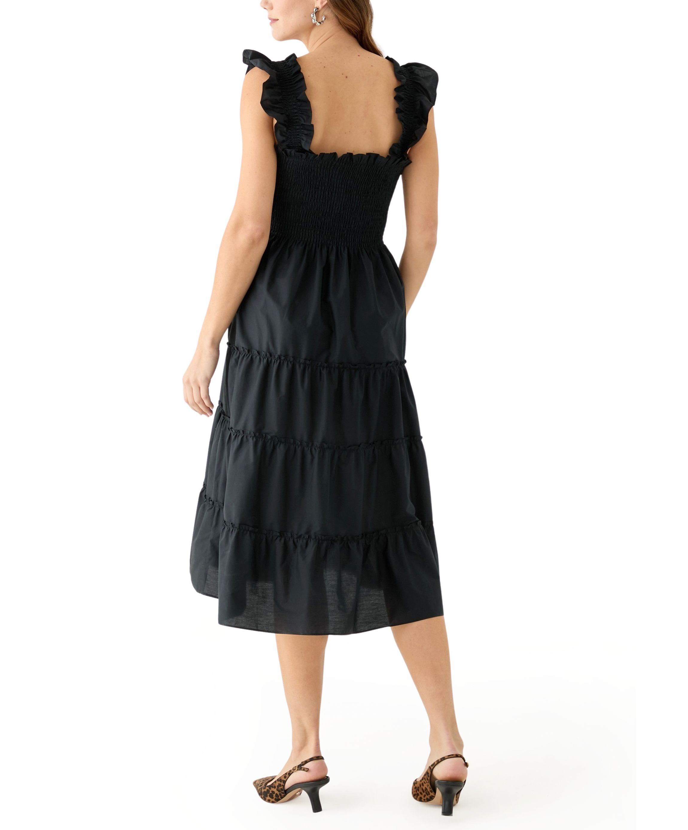 Womens Square Neck Smocked Dress