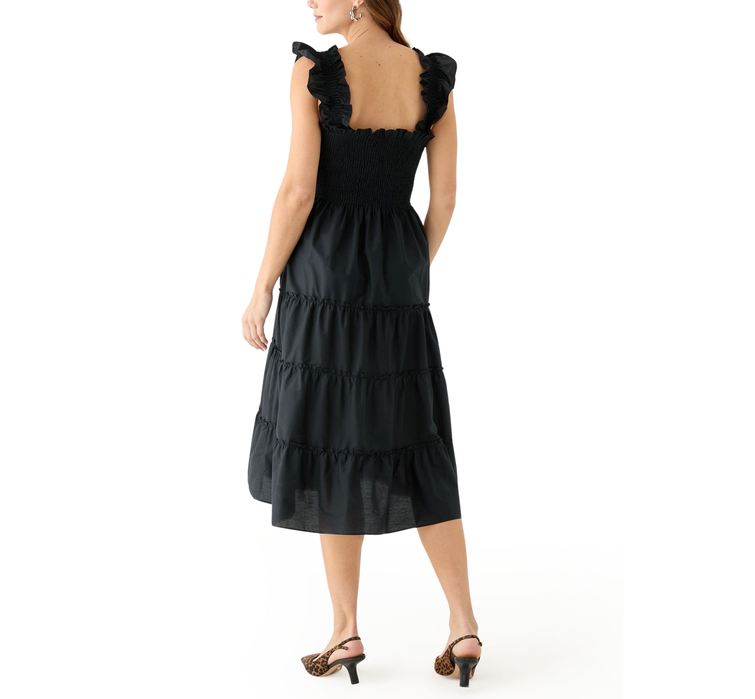 Womens Square Neck Smocked Dress