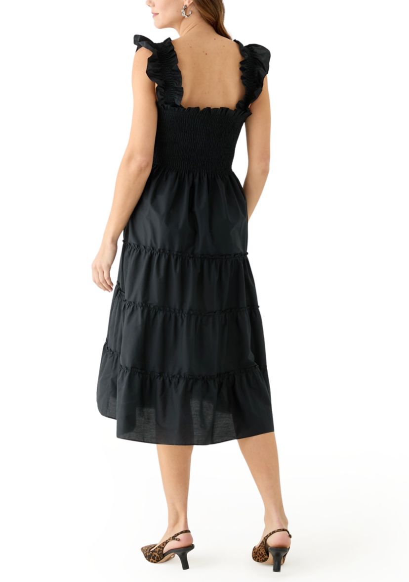 Womens Square Neck Smocked Dress
