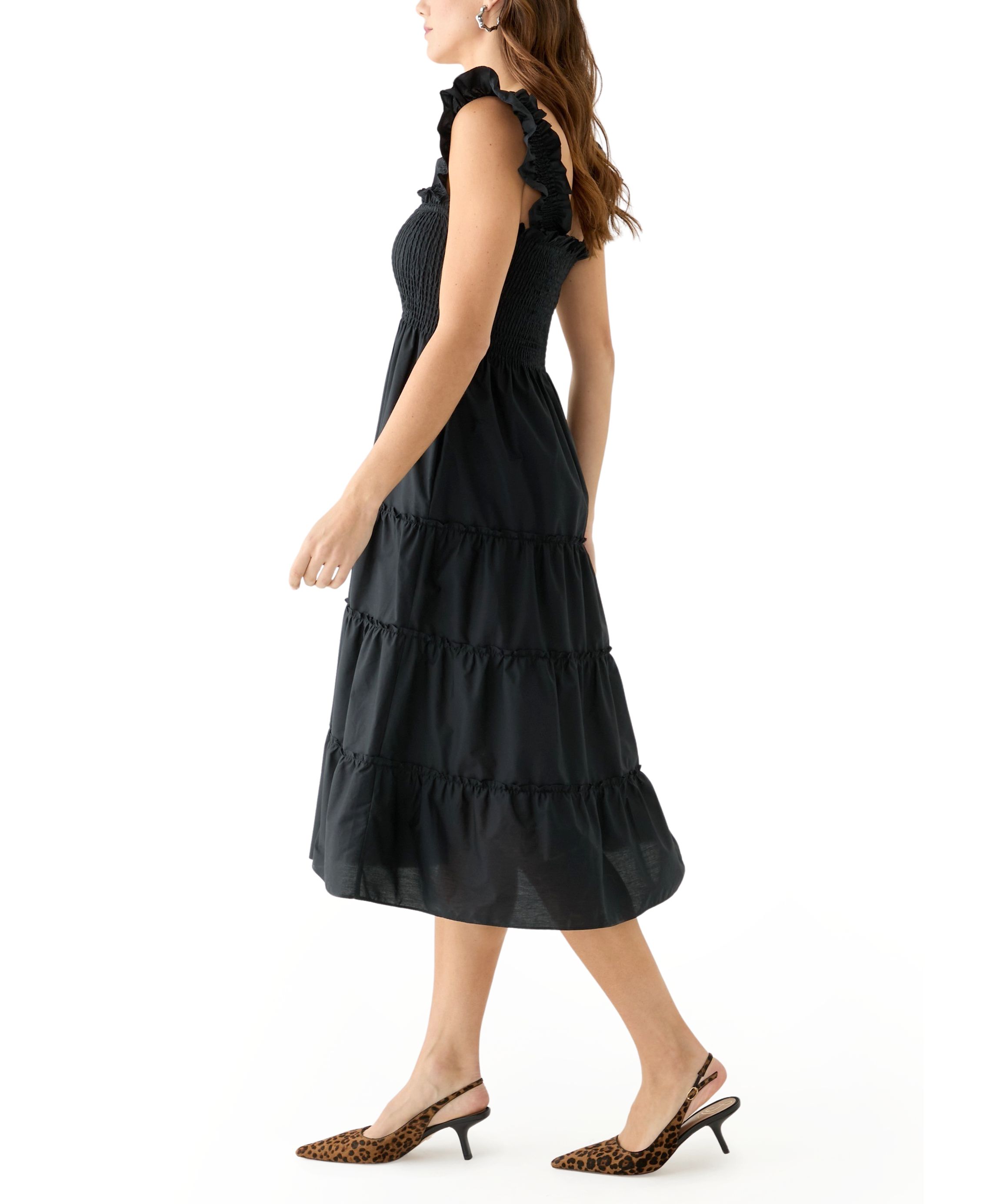 Womens Square Neck Smocked Dress