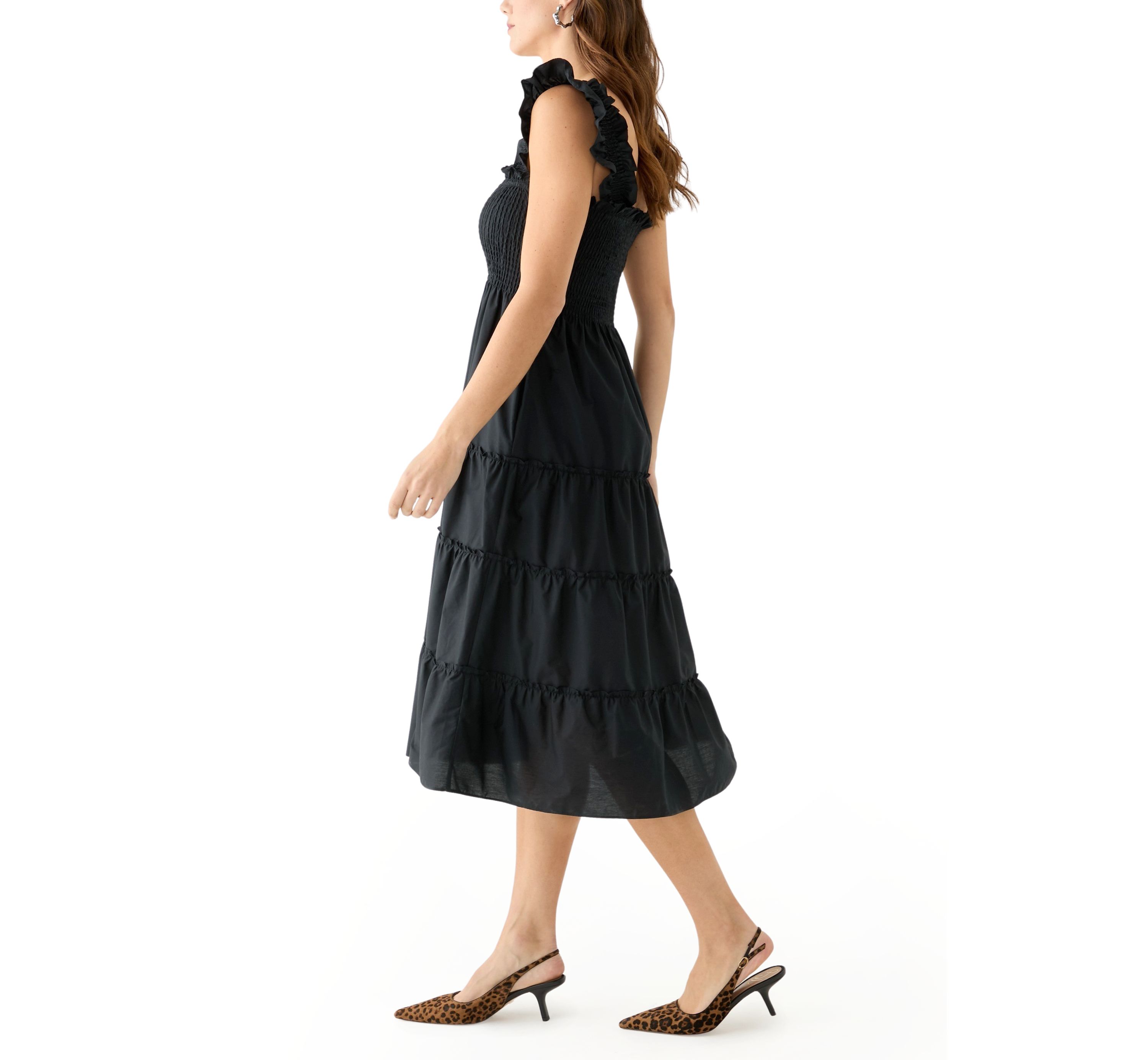 Womens Square Neck Smocked Dress