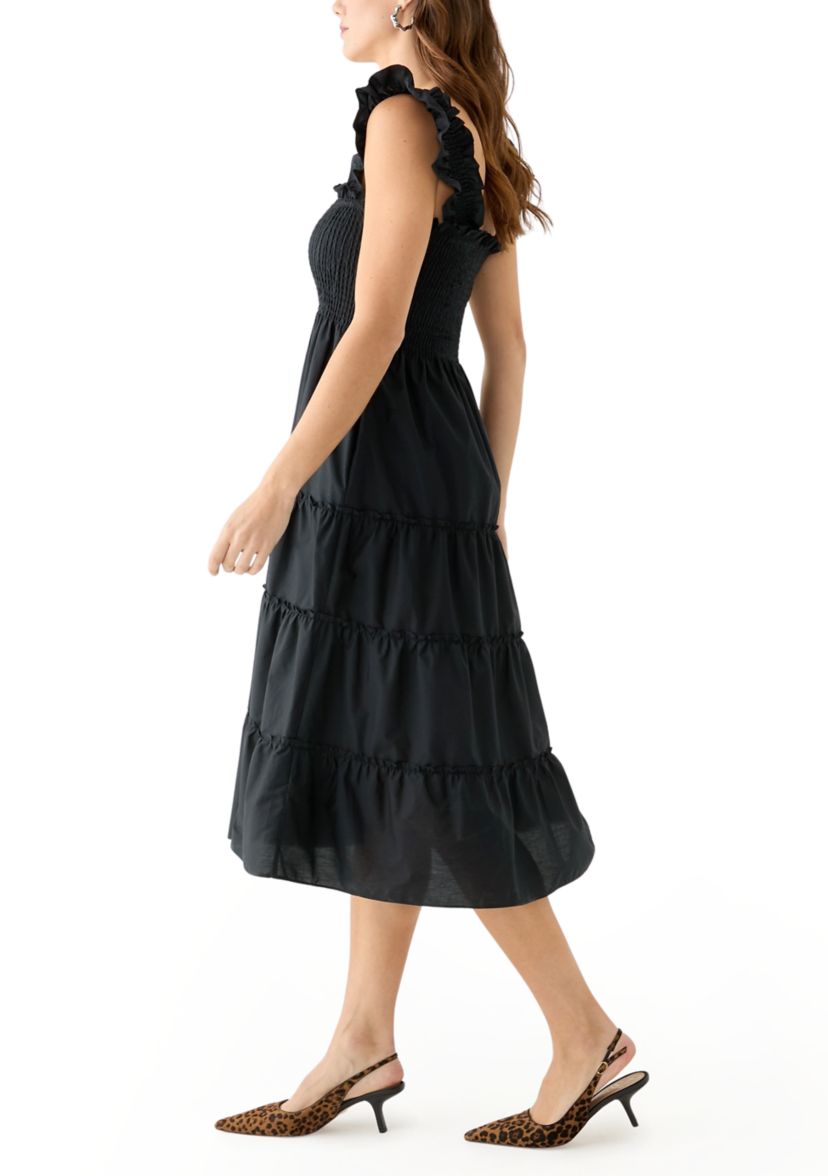 Womens Square Neck Smocked Dress