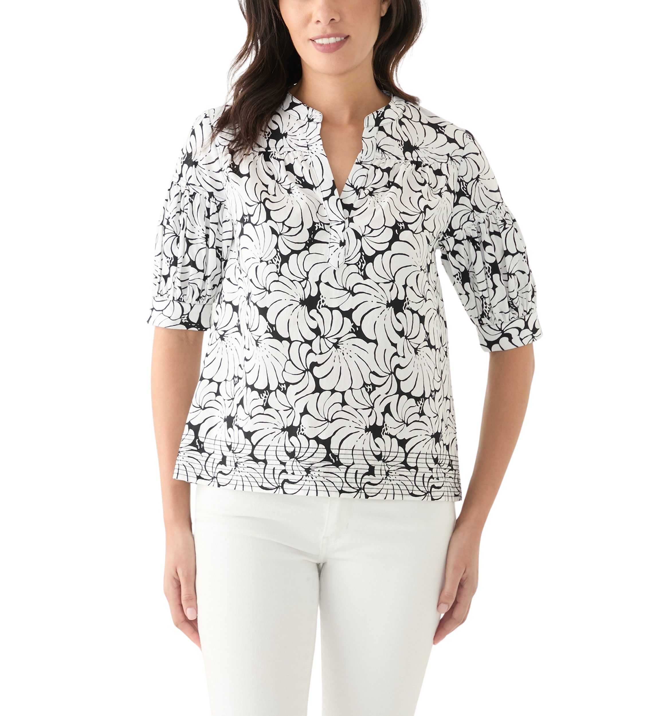 Womens Elbow Sleeve Printed Top