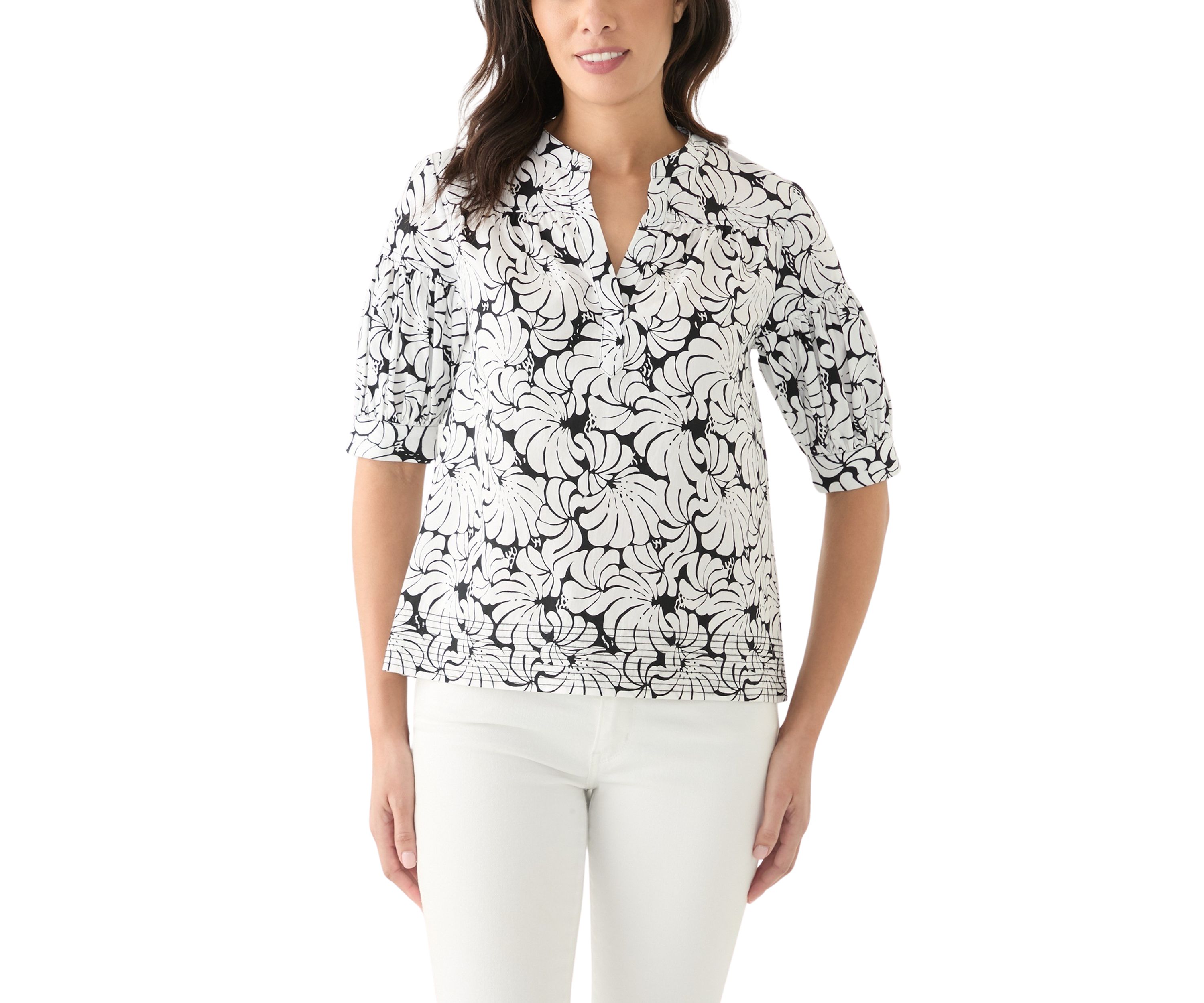 Womens Elbow Sleeve Printed Top