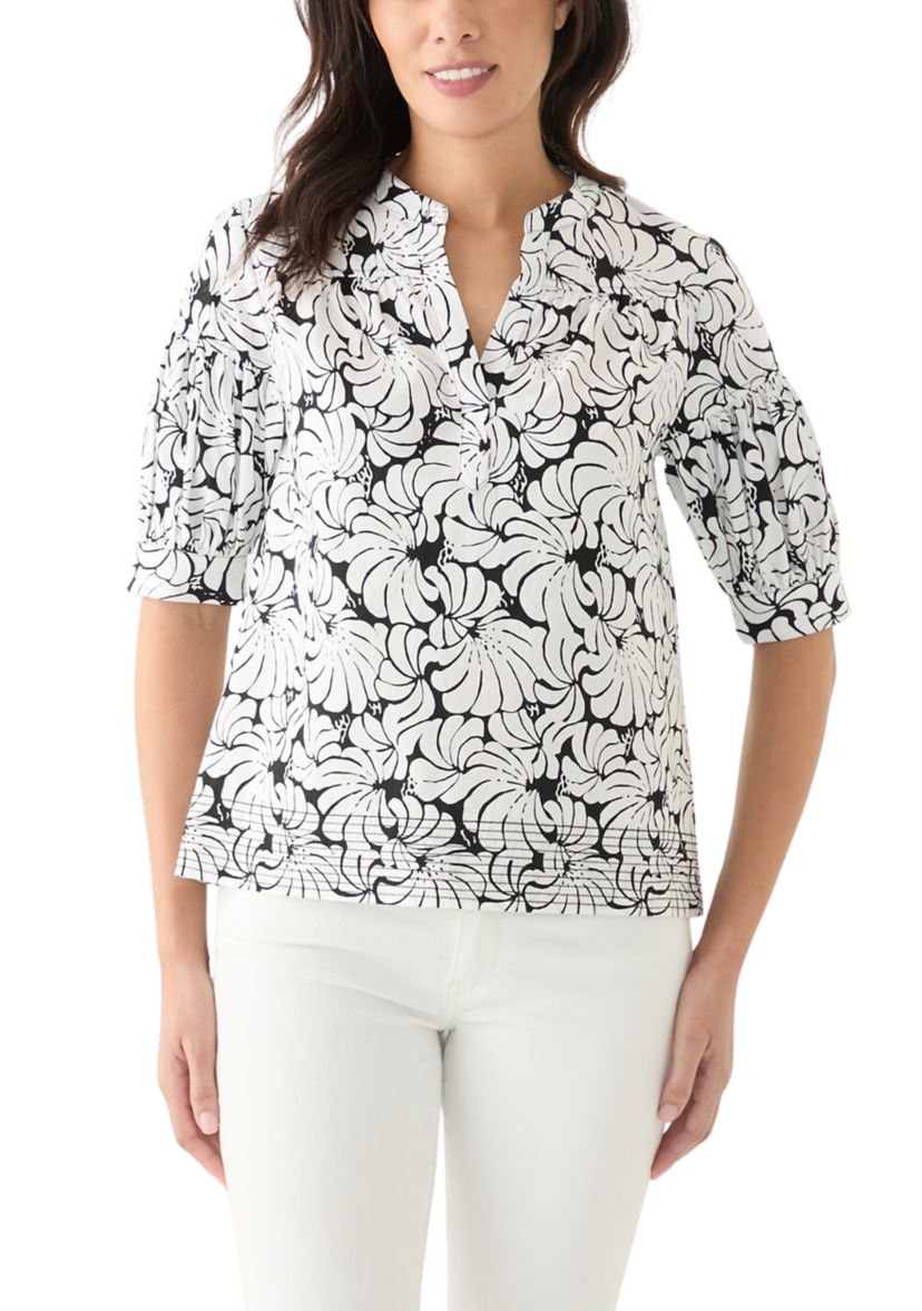 Womens Elbow Sleeve Printed Top