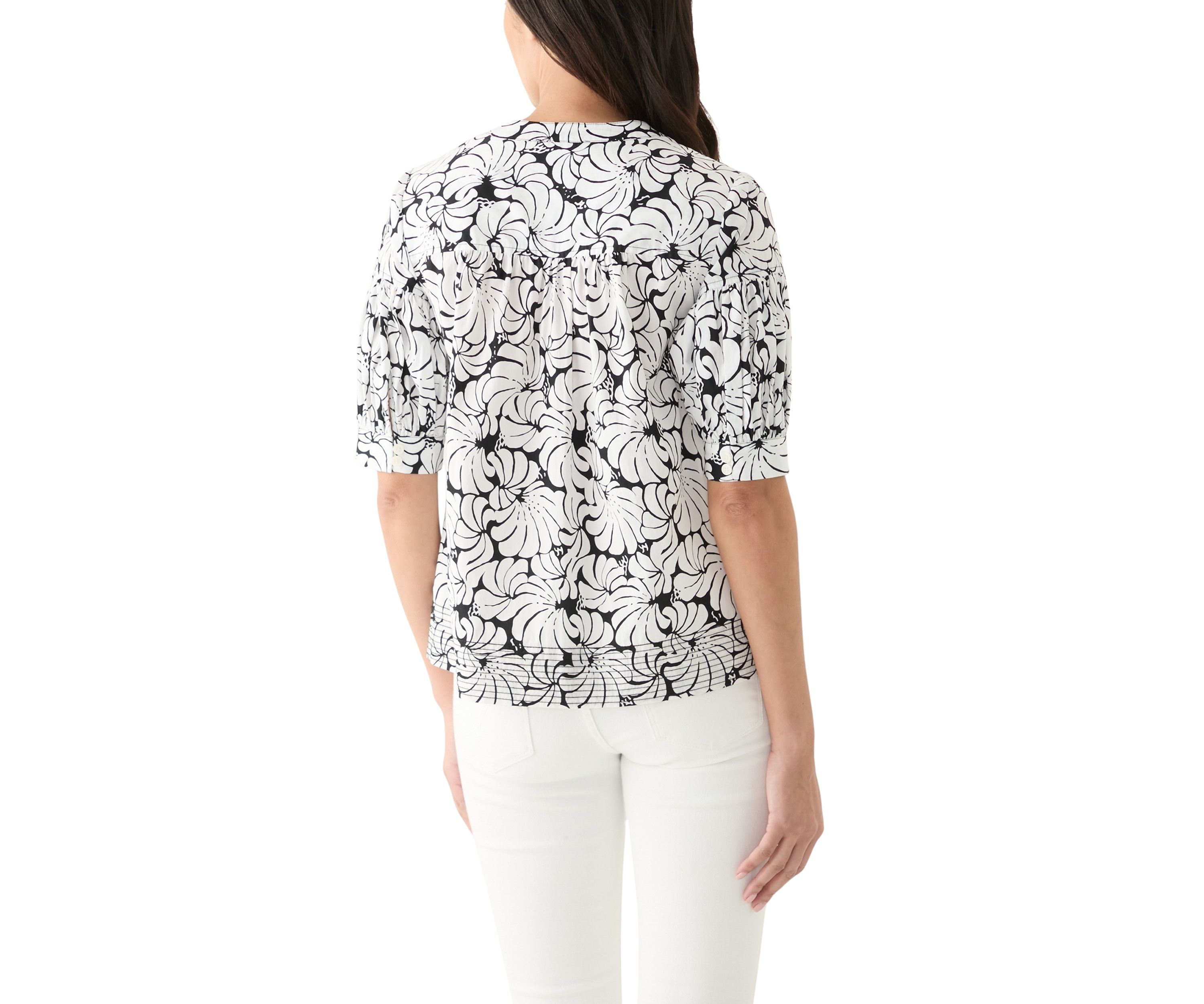 Womens Elbow Sleeve Printed Top
