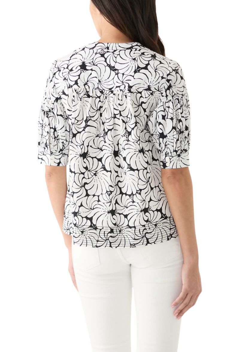 Womens Elbow Sleeve Printed Top