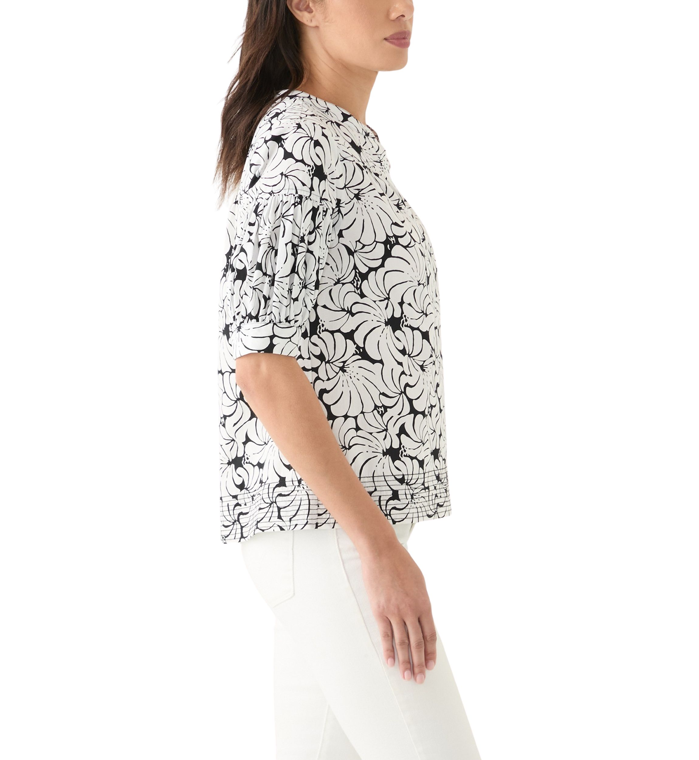 Womens Elbow Sleeve Printed Top