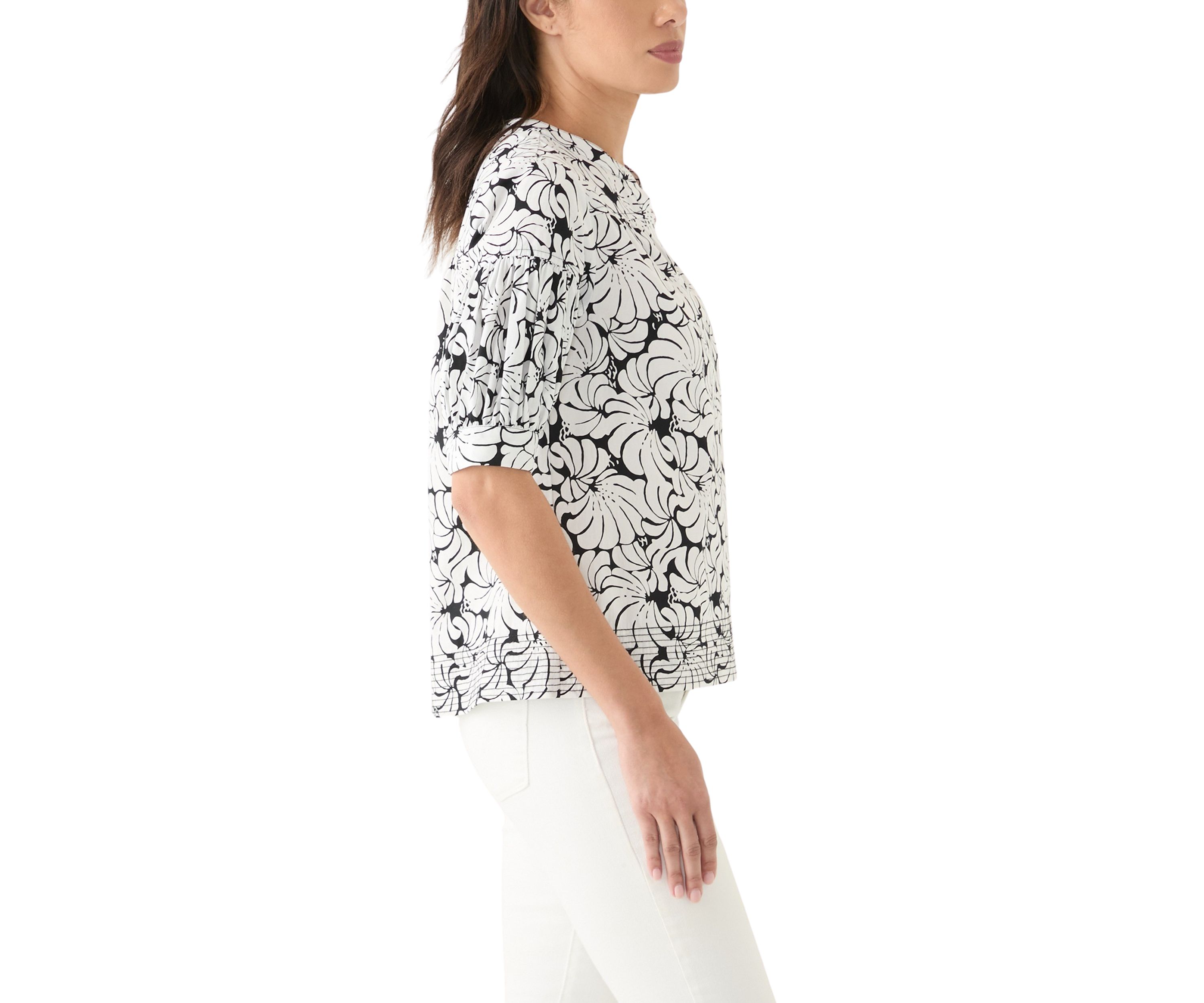 Womens Elbow Sleeve Printed Top