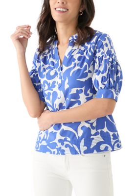 MUSE Republic Clothing Women's Elbow Sleeve Printed Top, Small