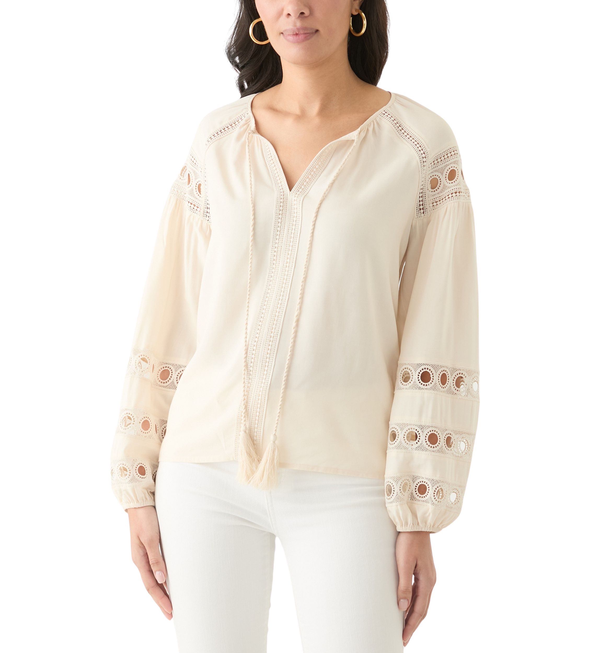 Womens Long Sleeve Tie Neck Blouse