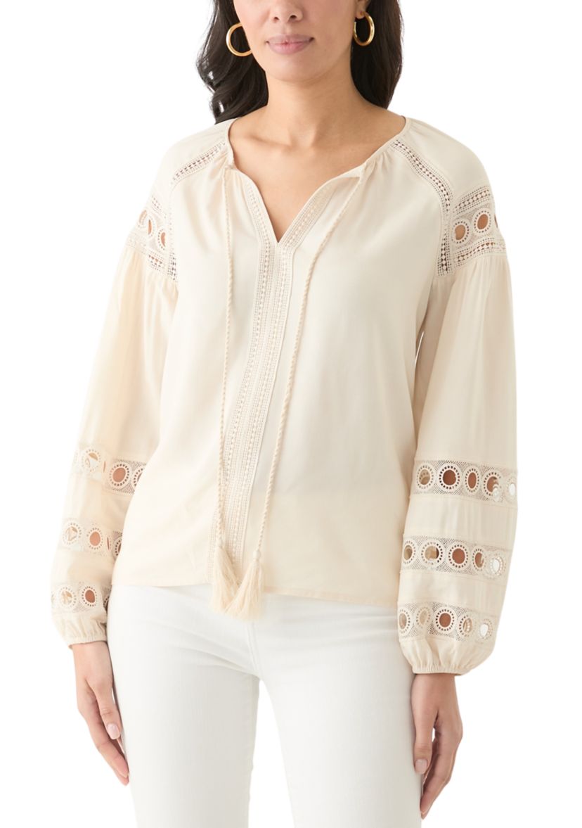 Womens Long Sleeve Tie Neck Blouse