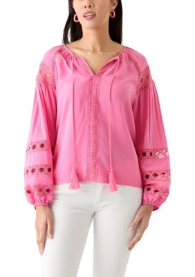 PHILOSOPHY BY REPUBLIC Women's Long Sleeve Tie Neck Blouse