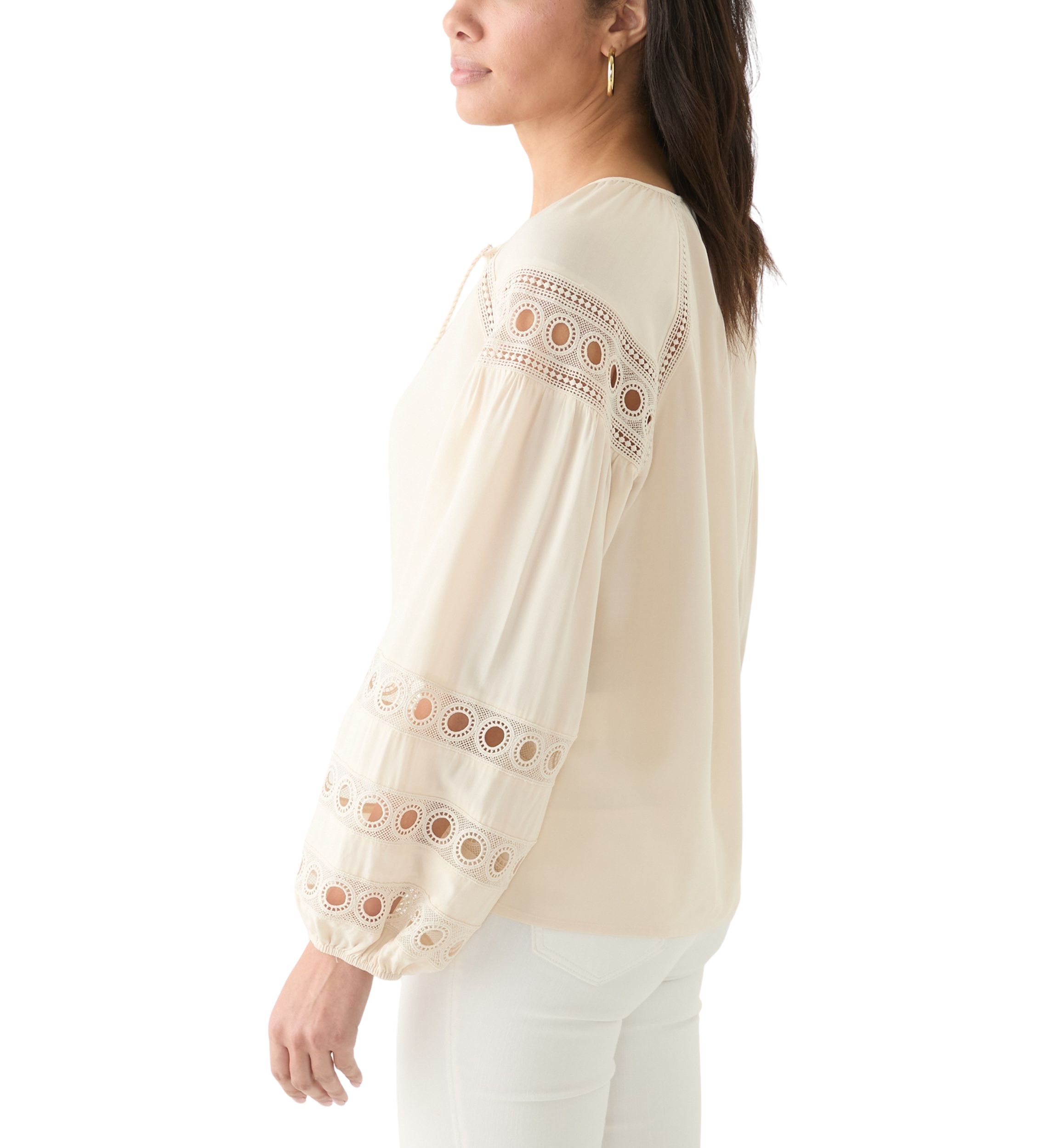 Womens Long Sleeve Tie Neck Blouse