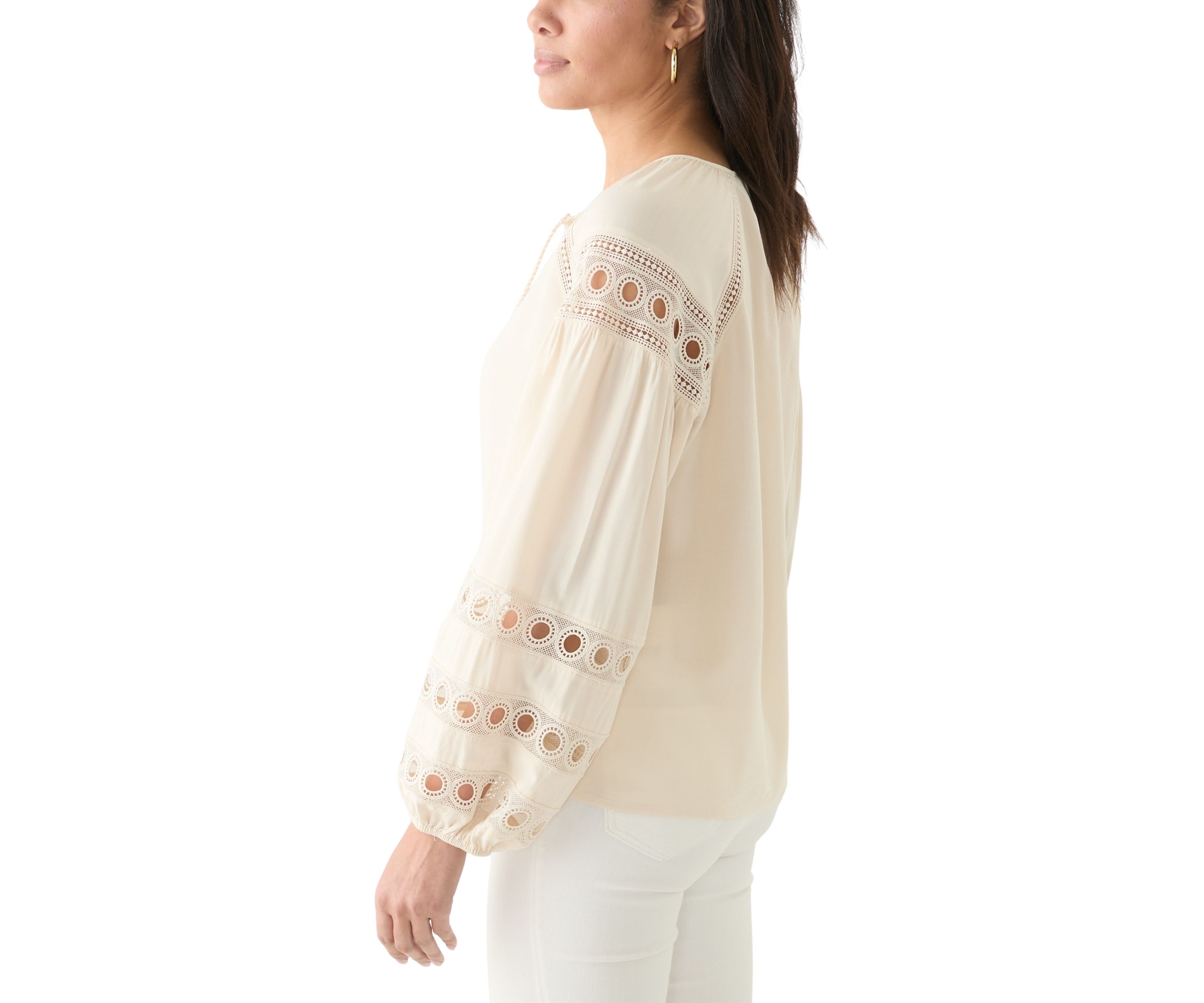 Womens Long Sleeve Tie Neck Blouse