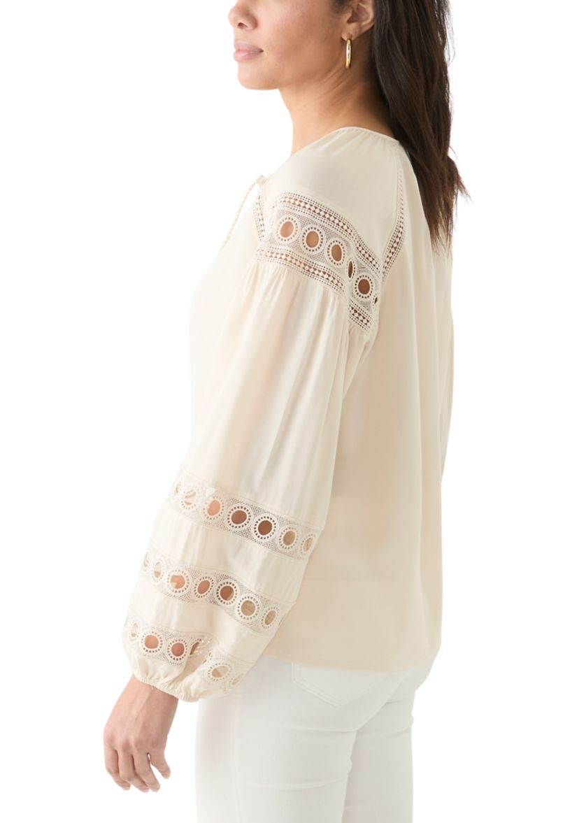 Womens Long Sleeve Tie Neck Blouse