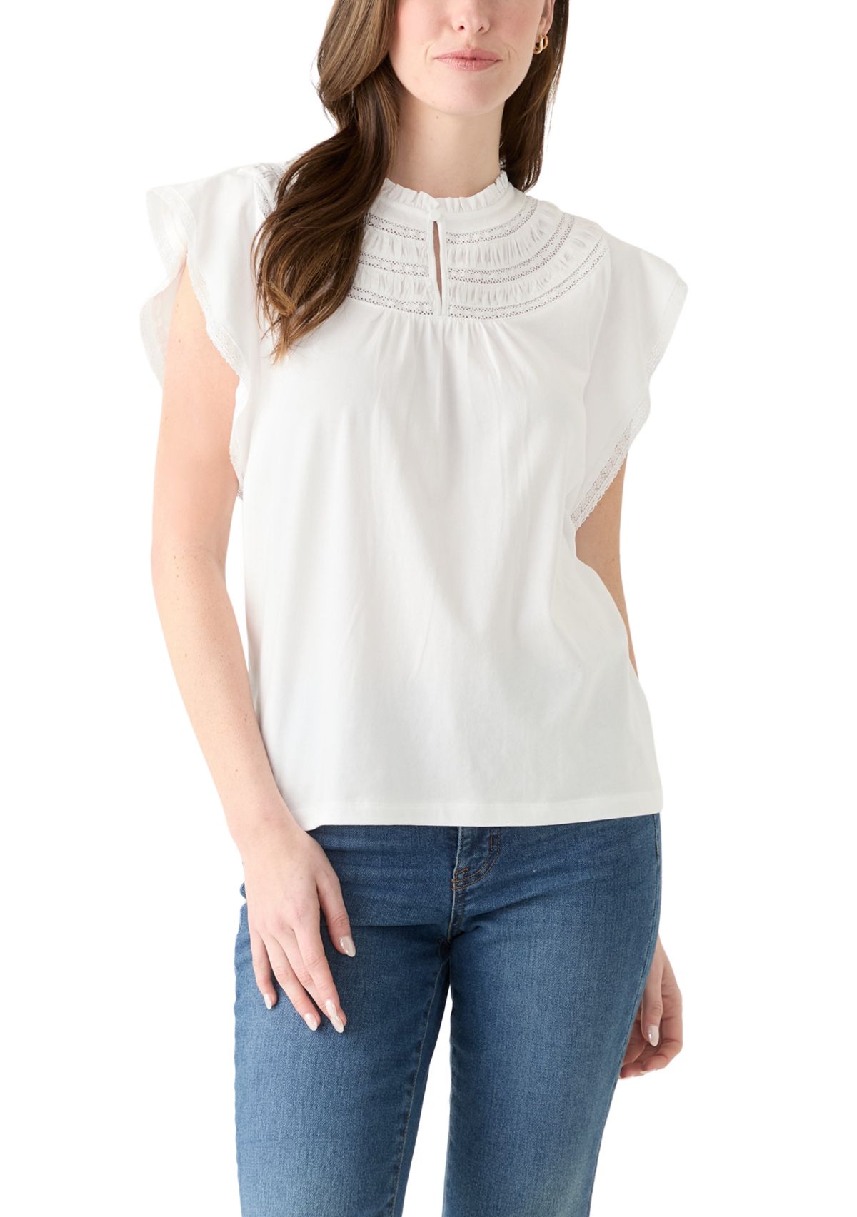 Womens Ruffle Knit Blouse
