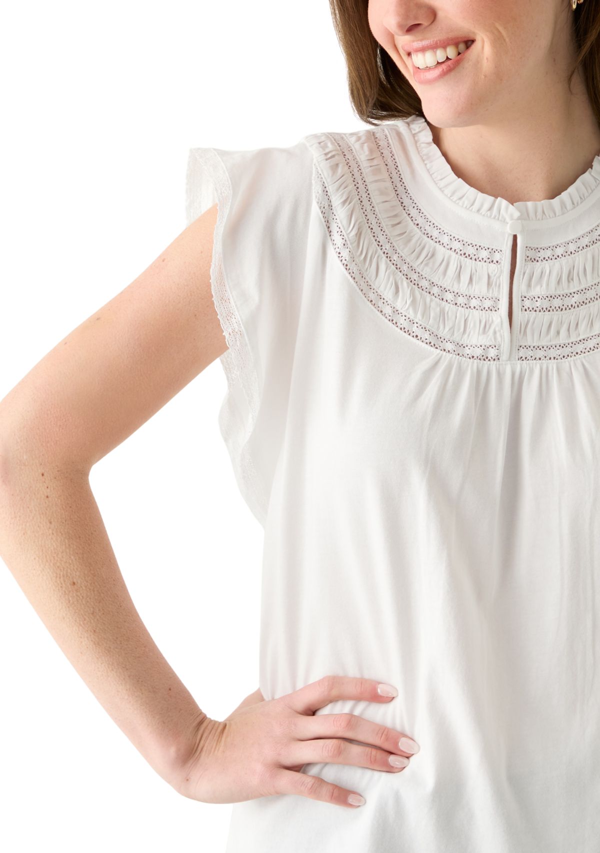 Womens Ruffle Knit Blouse