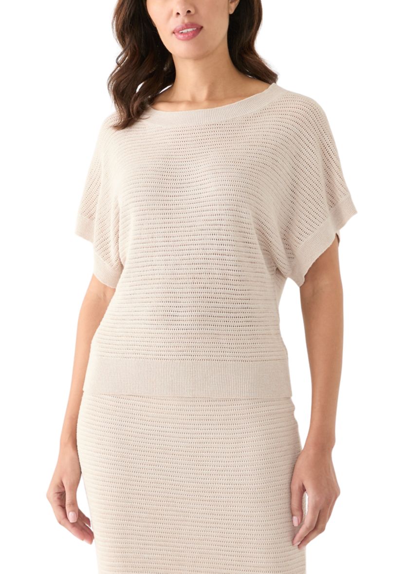 Womens Dolman Sleeve Pointelle Sweater