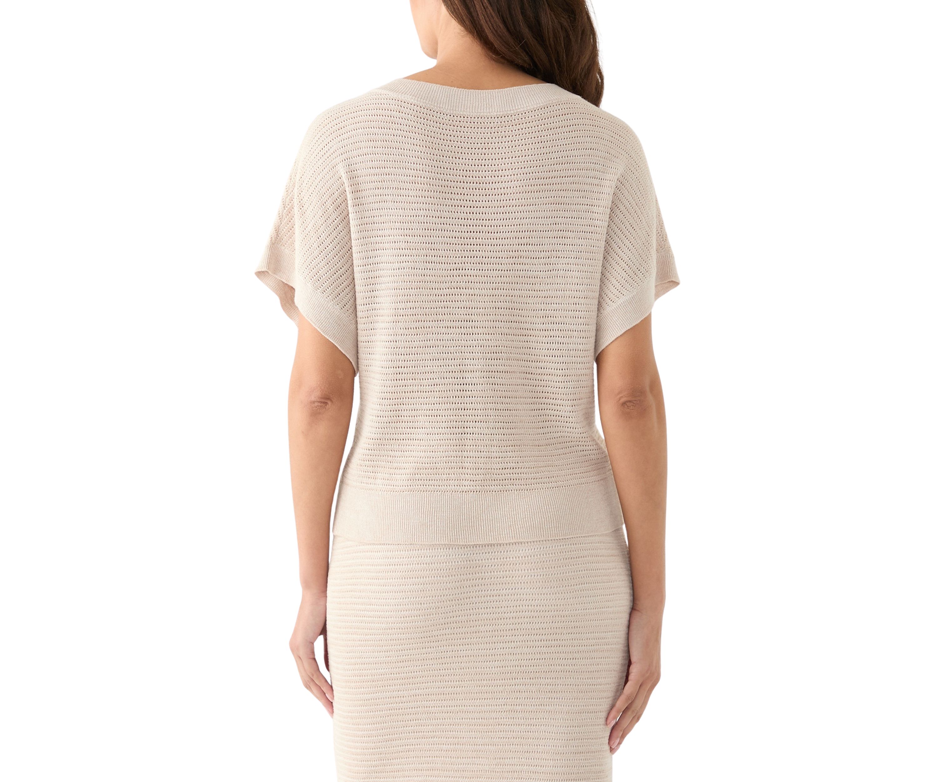 Womens Dolman Sleeve Pointelle Sweater