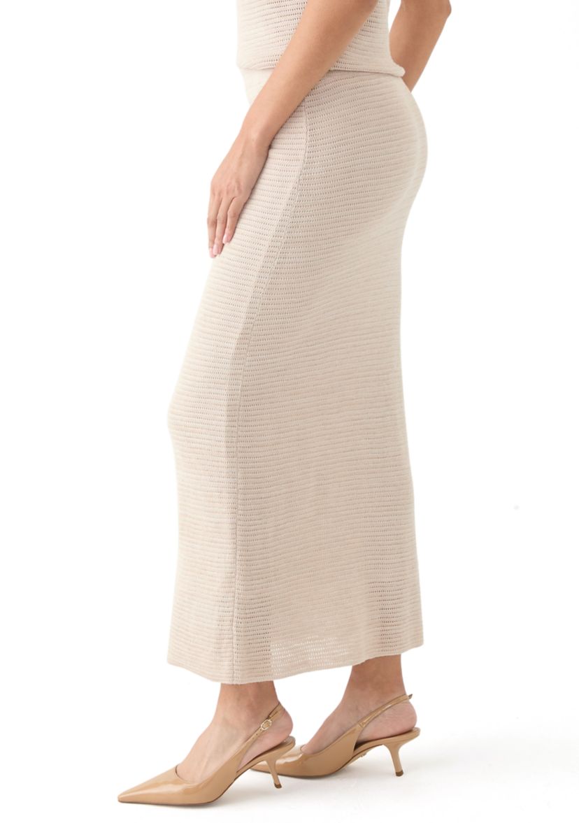 Womens Pointelle Midi Skirt