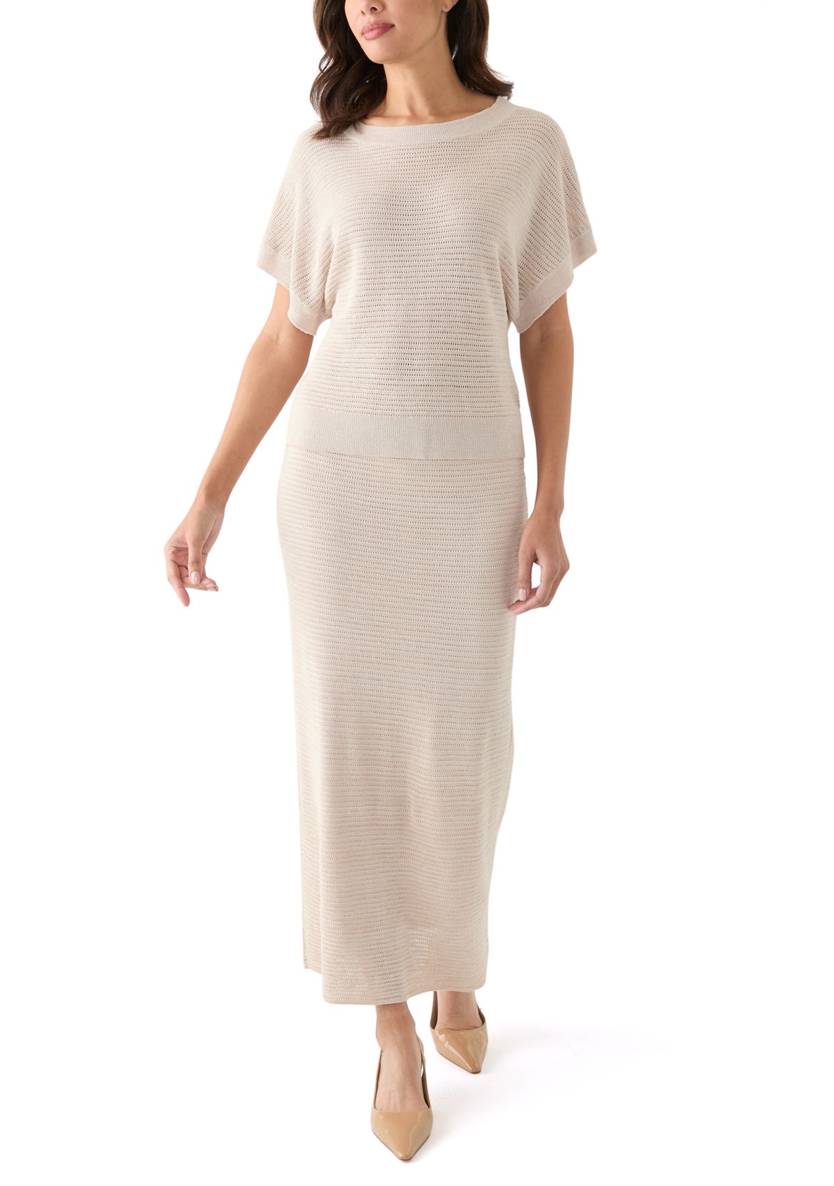 Womens Pointelle Midi Skirt