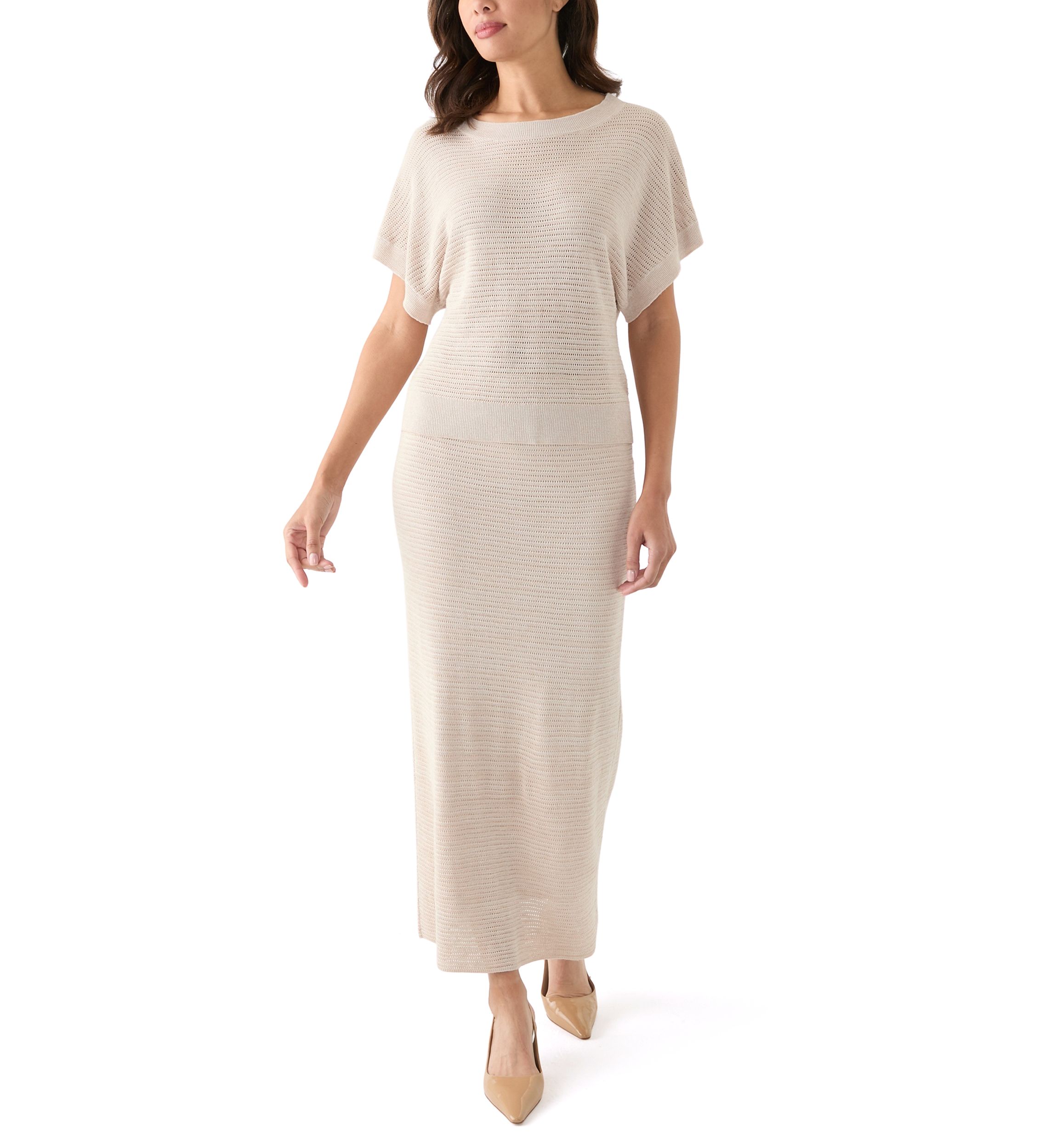 Womens Pointelle Midi Skirt