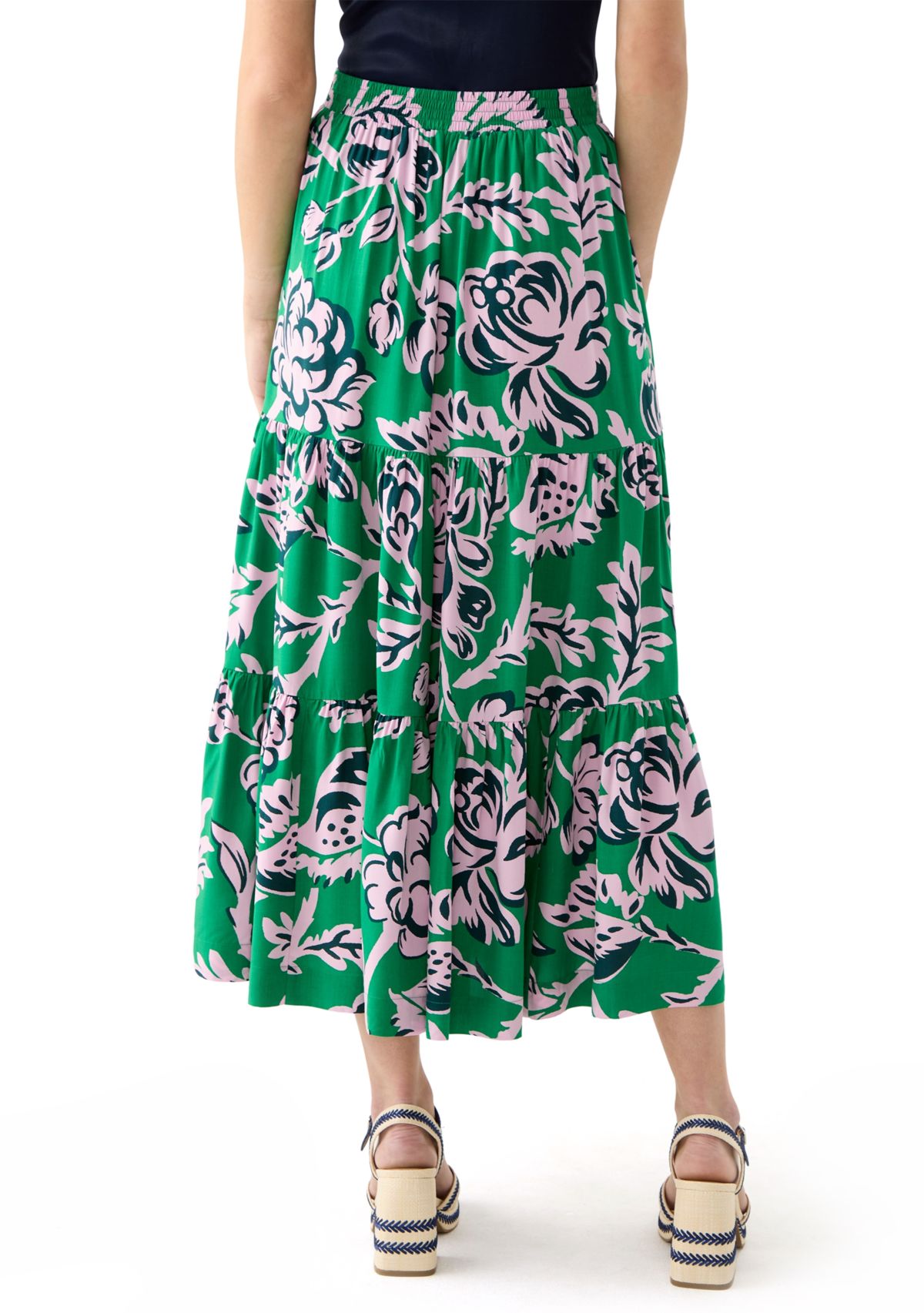 Womens Tiered Printed Skirt 