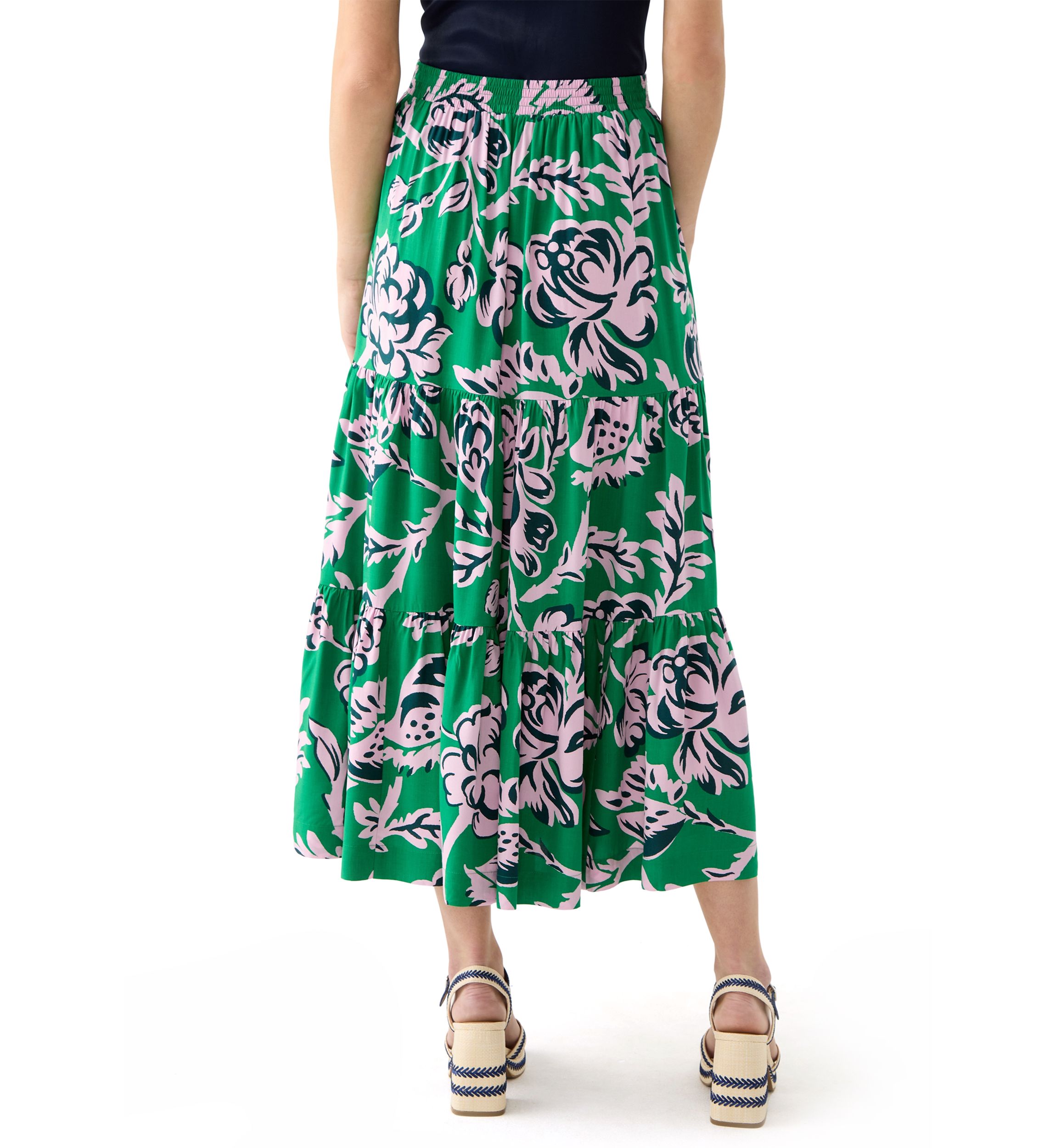 Womens Tiered Printed Skirt 