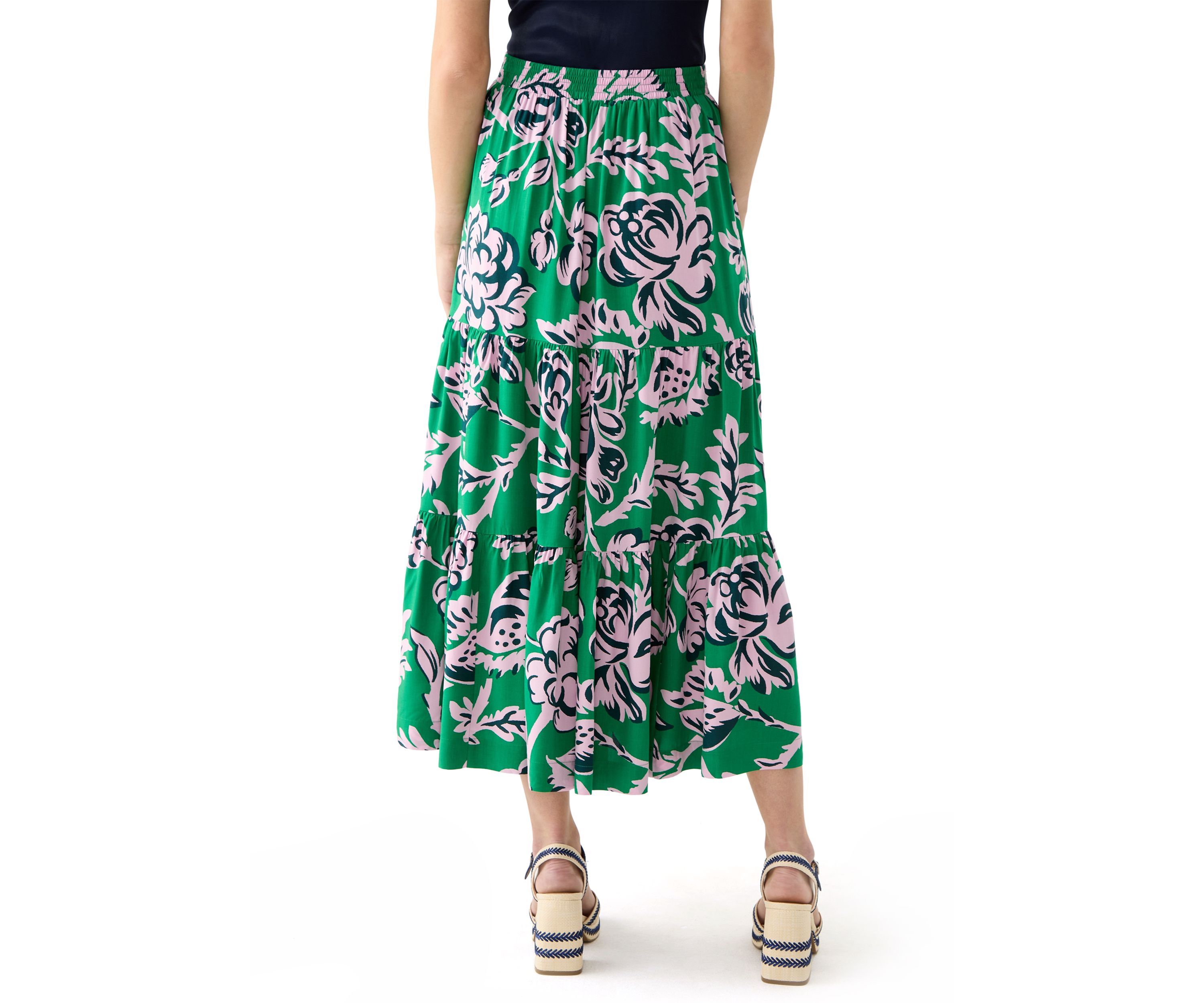 Womens Tiered Printed Skirt 