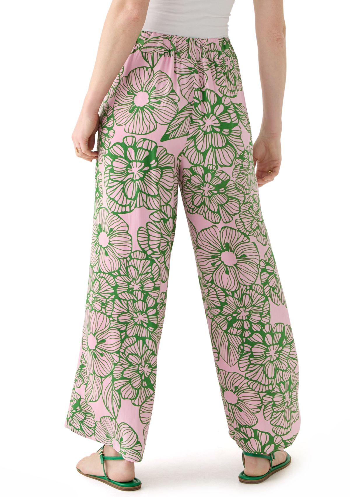 Womens Floral Printed Pants with Front Slit