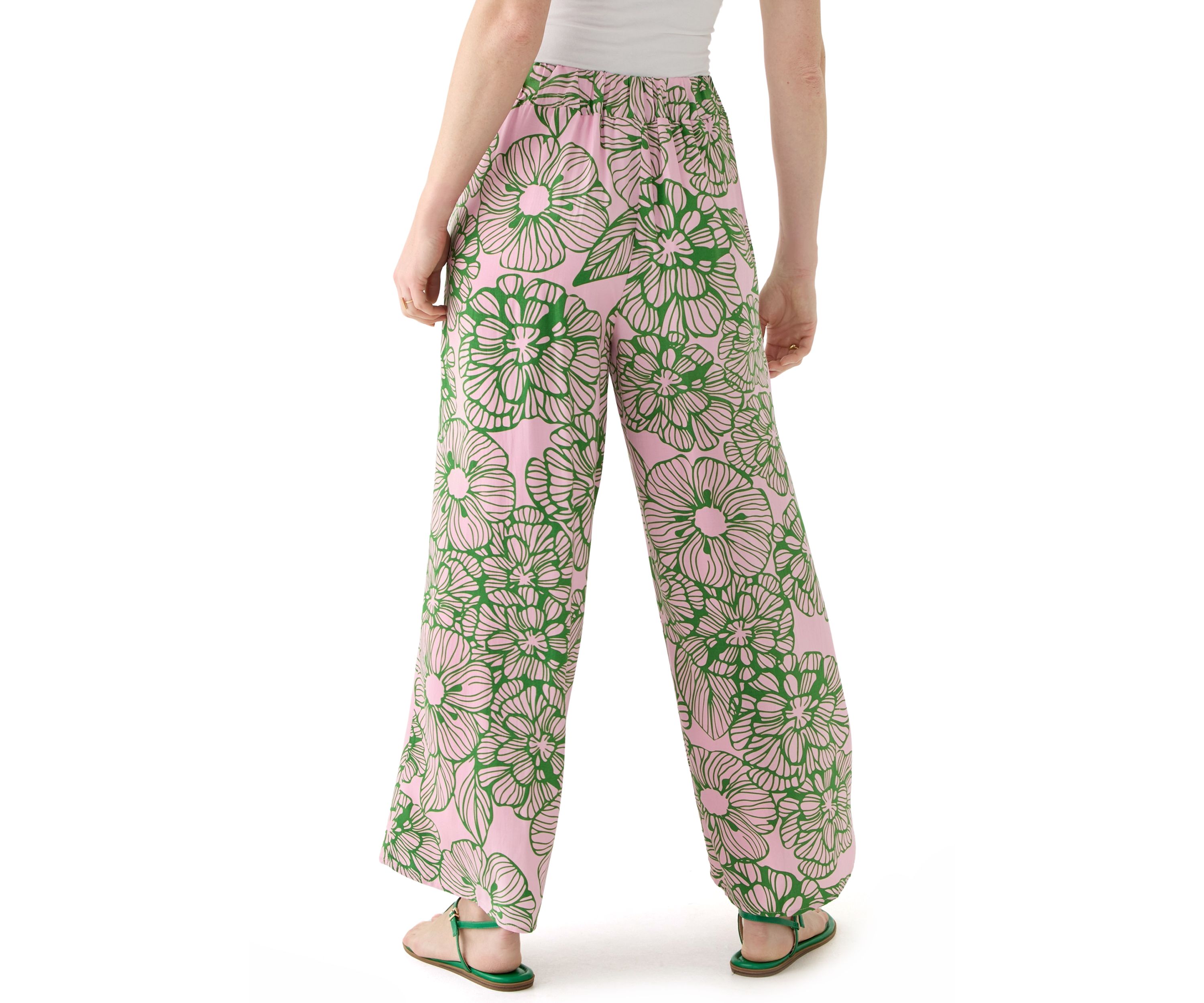 Womens Floral Printed Pants with Front Slit