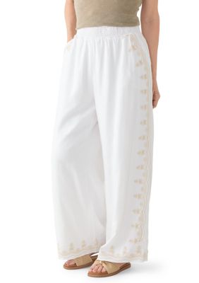 PHILOSOPHY BY REPUBLIC Women's Smocked Waist Embroidered Pants