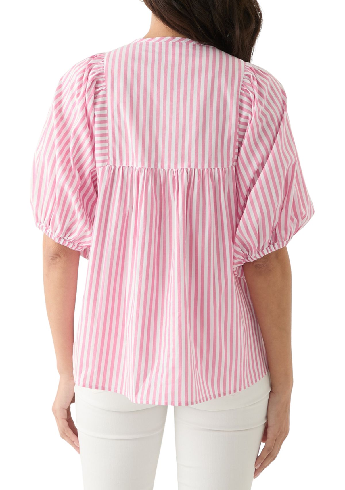 Womens Striped Elbow Sleeve Top